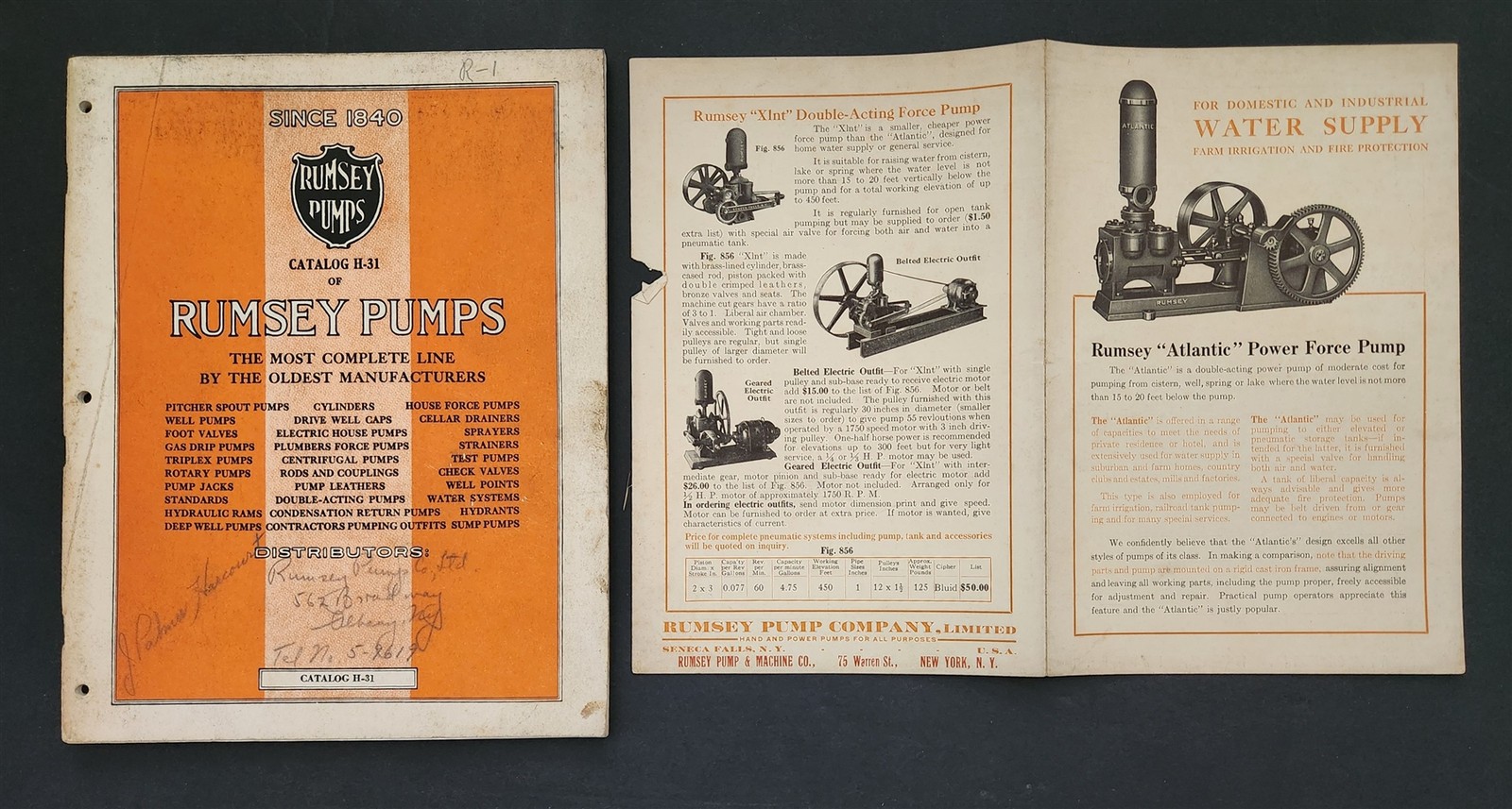 1930s antique RUMSEY PUMPS seneca falls ny CATALOG INDUSTRIAL FARM WATER SYSTEMS