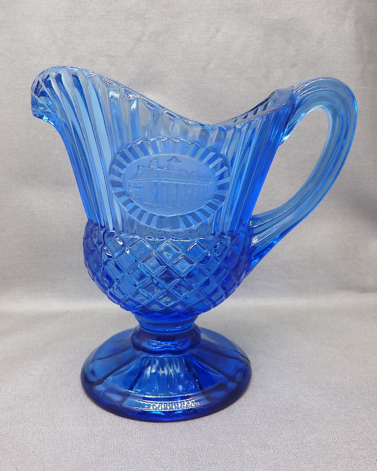 Vintage Avon Fostoria Cobalt Blue Glass Mt. Vernon Pitcher