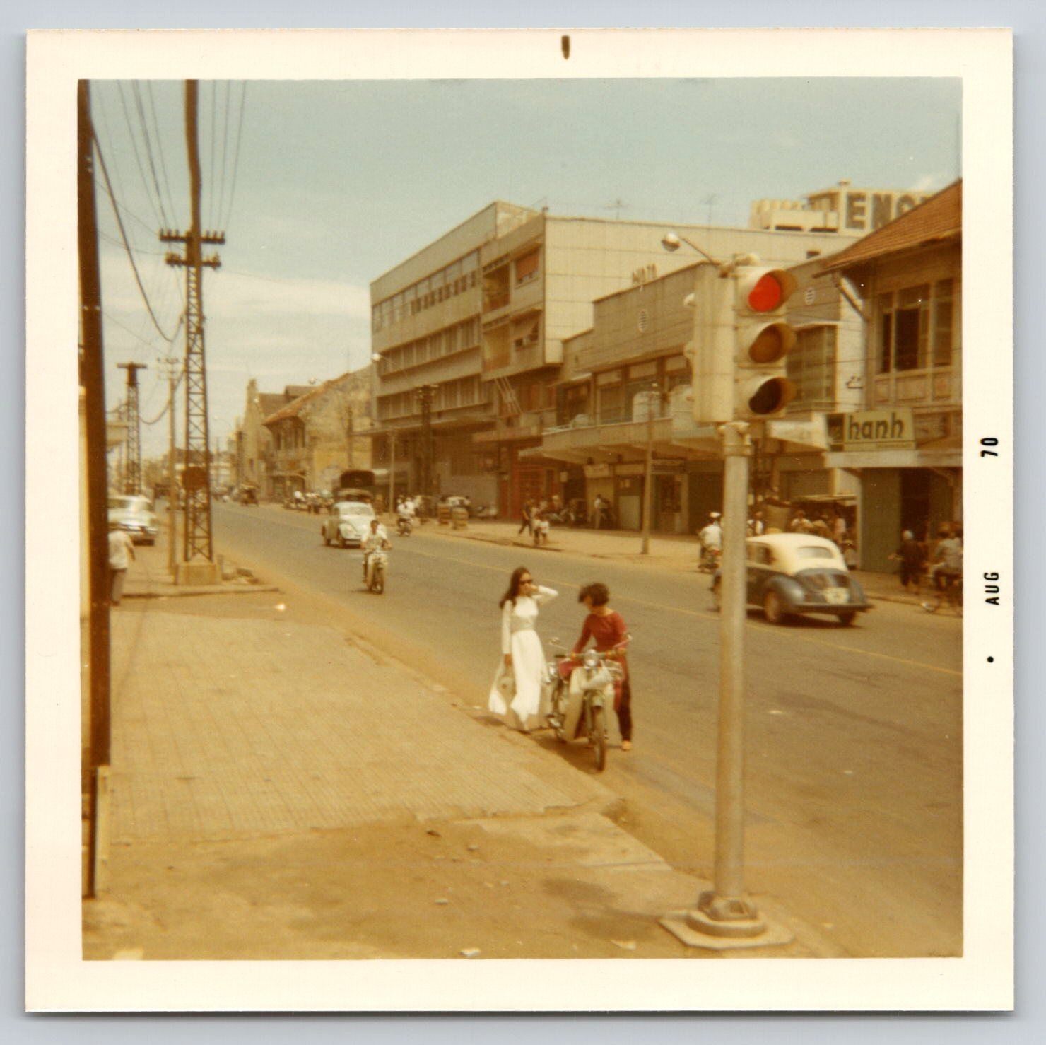 Saigon Vietnam Snapshot Photo Street Scene Traffic Signal Pedestrians 1970