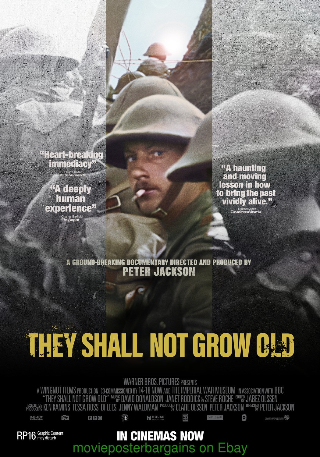 THEY SHALL NEVER GROW OLD MOVIE POSTER DS 27X40 WWI SOLDIERS PETER JACKSON DOC.