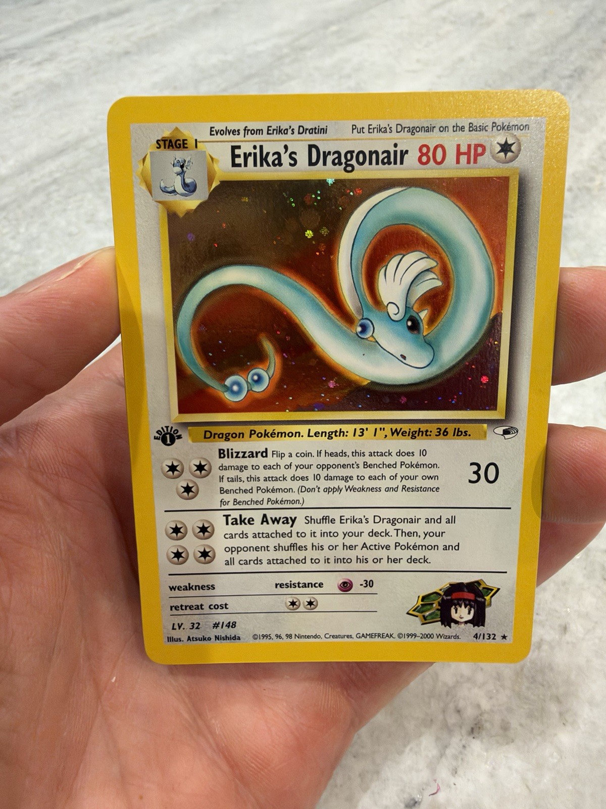 Erika\'s Dragonair #4/132 / 1st Edition / WotC Pokemon TCG Gym Heroes