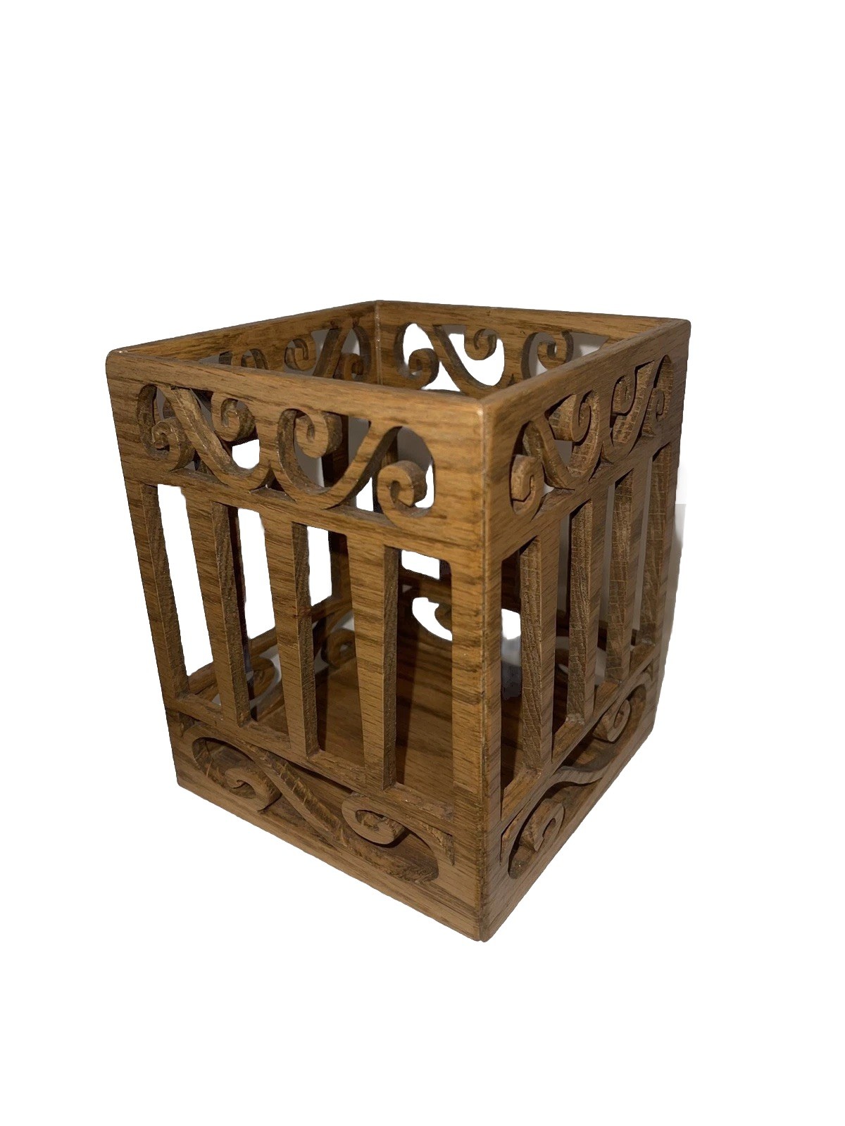 Nice Vintage Wood Laser Cut Organizer Open Box