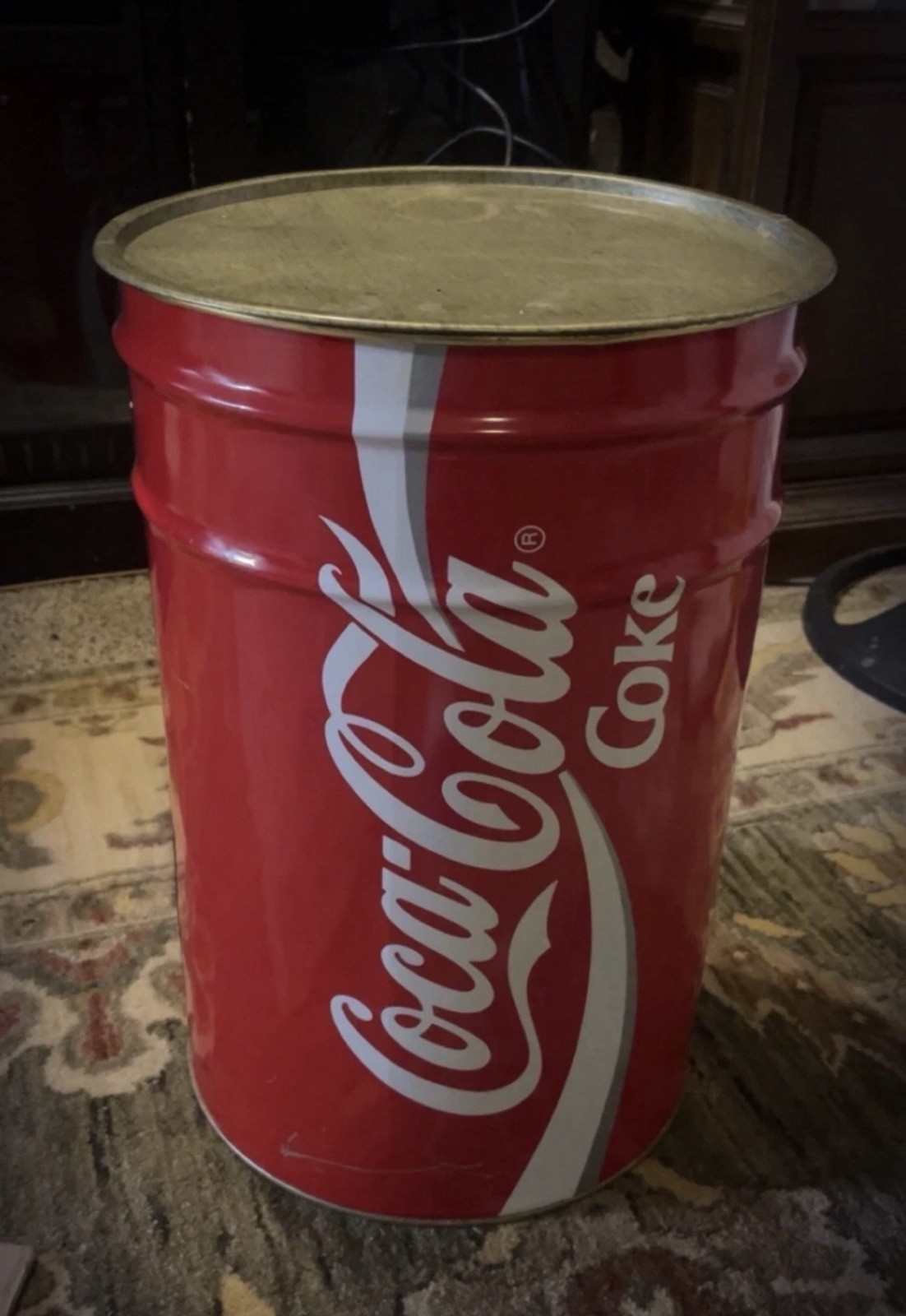 RARE Coca Cola metal storage bin seat trash can 17