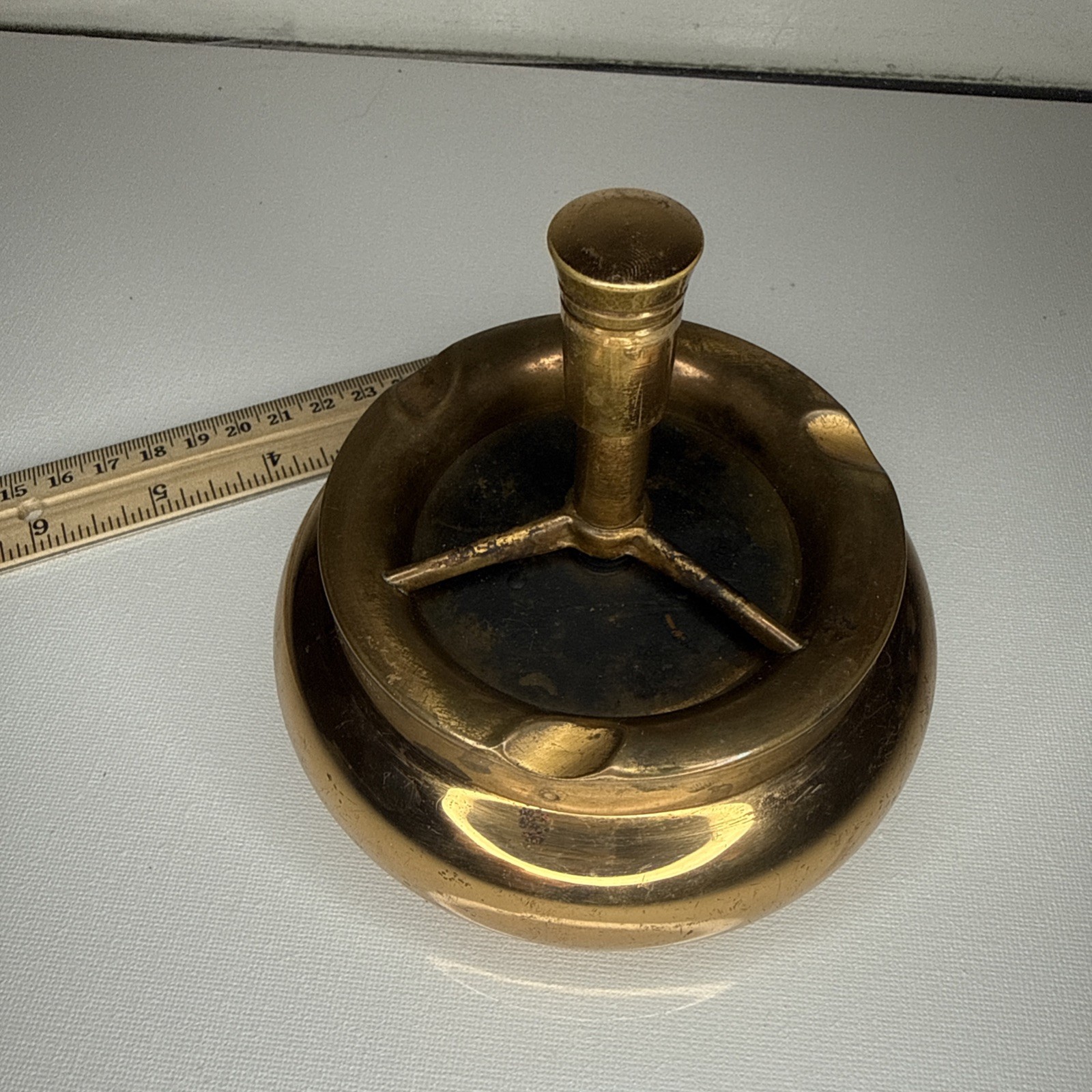 Vintage Lido Spin-A-Way Red Brass Spinning Ashtray Tobacciana USA