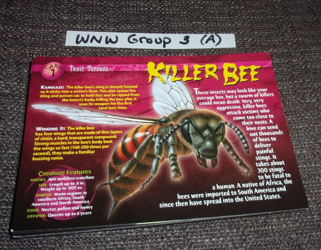 Lot of 50 Weird n\' Wild Creatures Cards - Toxic Terrors - Group 3 Set (A)