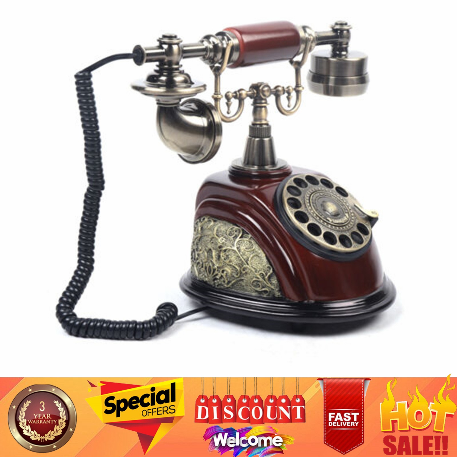 Vintage Rotary Dial Telephone Phone Working Vintage Retro Old Fashion Telephone