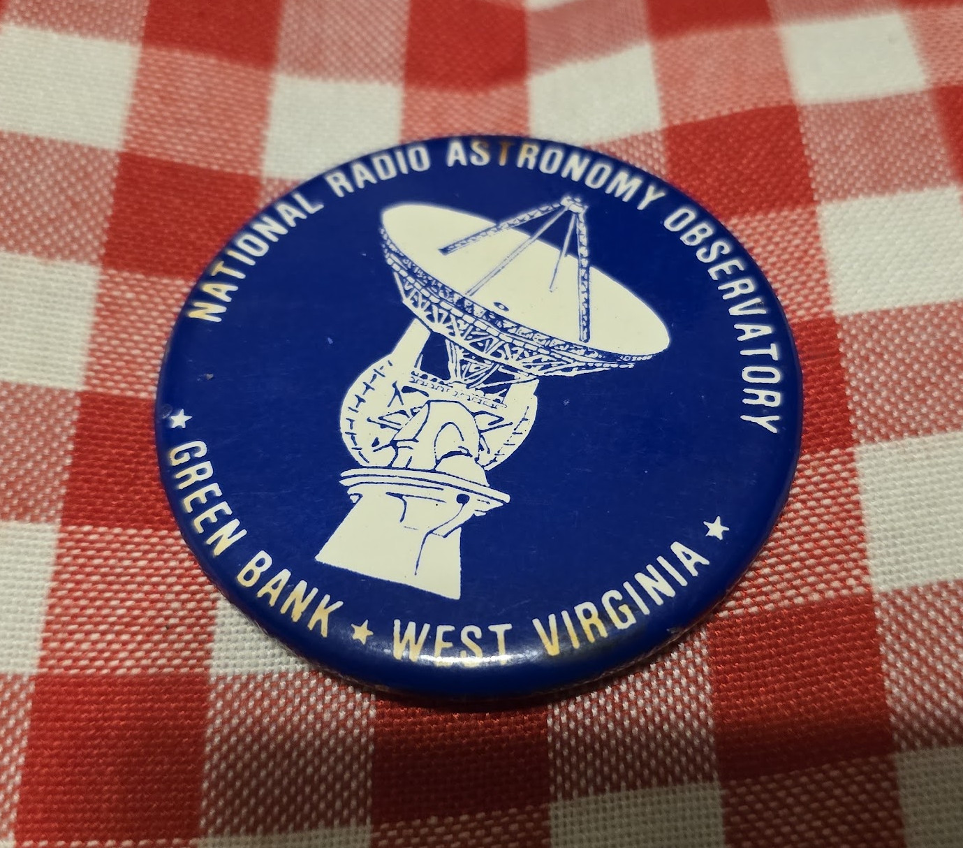 Vintage National Radio Astronomy Observatory Green Bank, WV Pinback Button