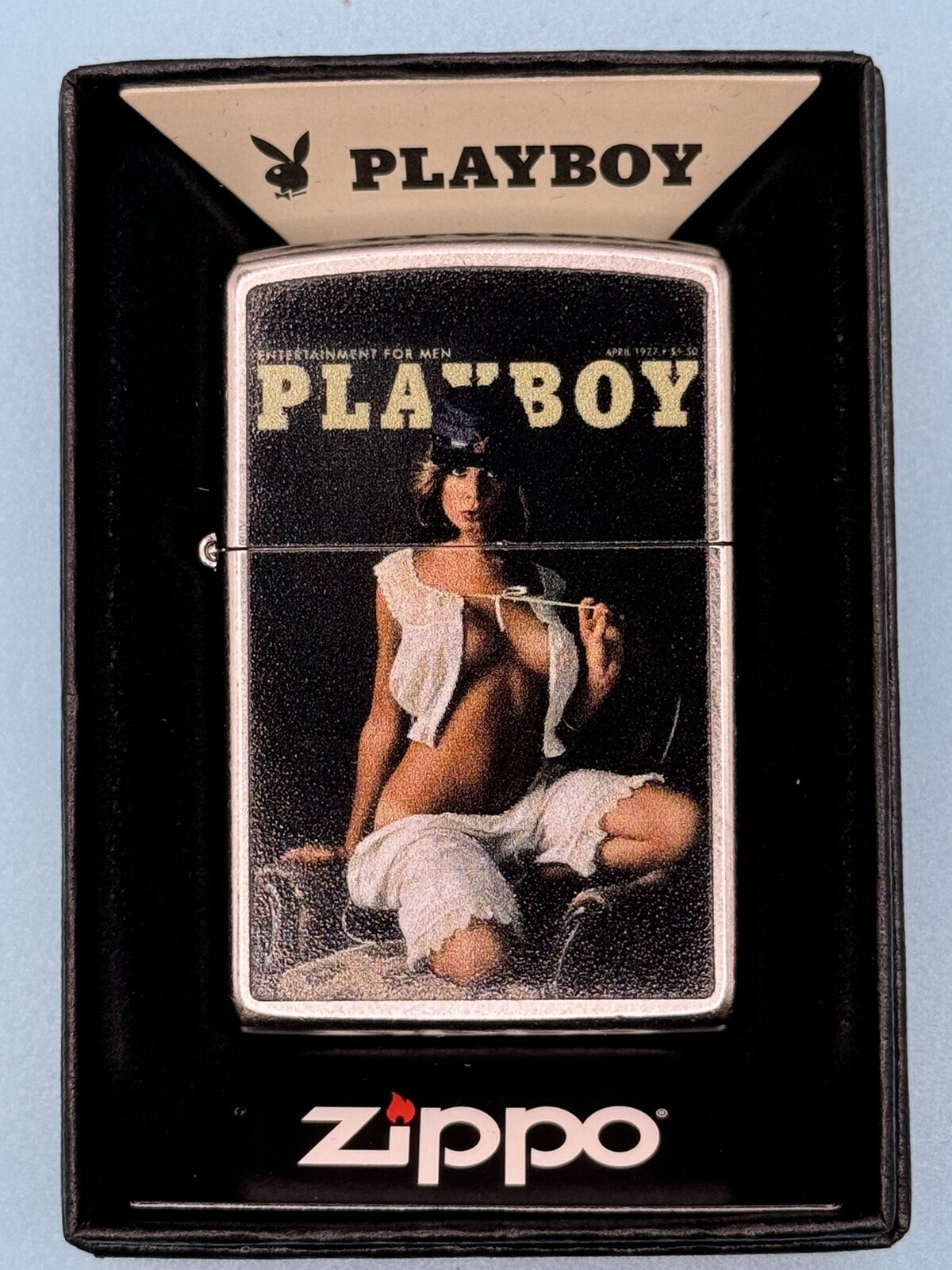 Playboy Magazine Cover Vintage April 1977 Zippo Lighter NEW Rare Pinup