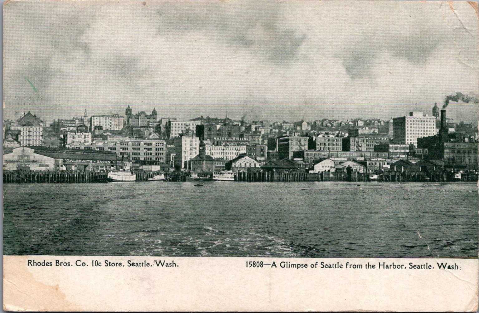 Vintage RPPC Postcard Seattle Harbor Cityscape Washington Early 1900s