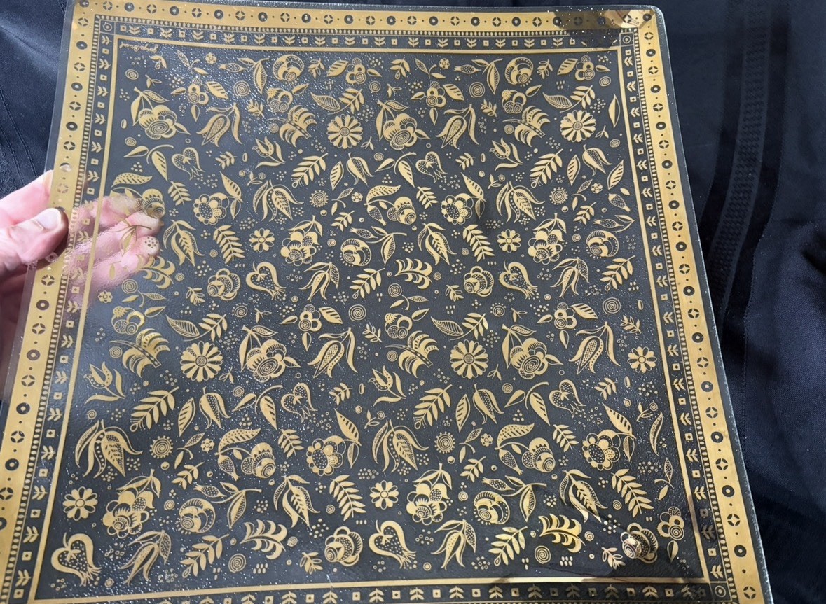 VTG 60s Georges Briard Gold Gilt Tray Persian Garden Serving Bowl Square 15” MCM