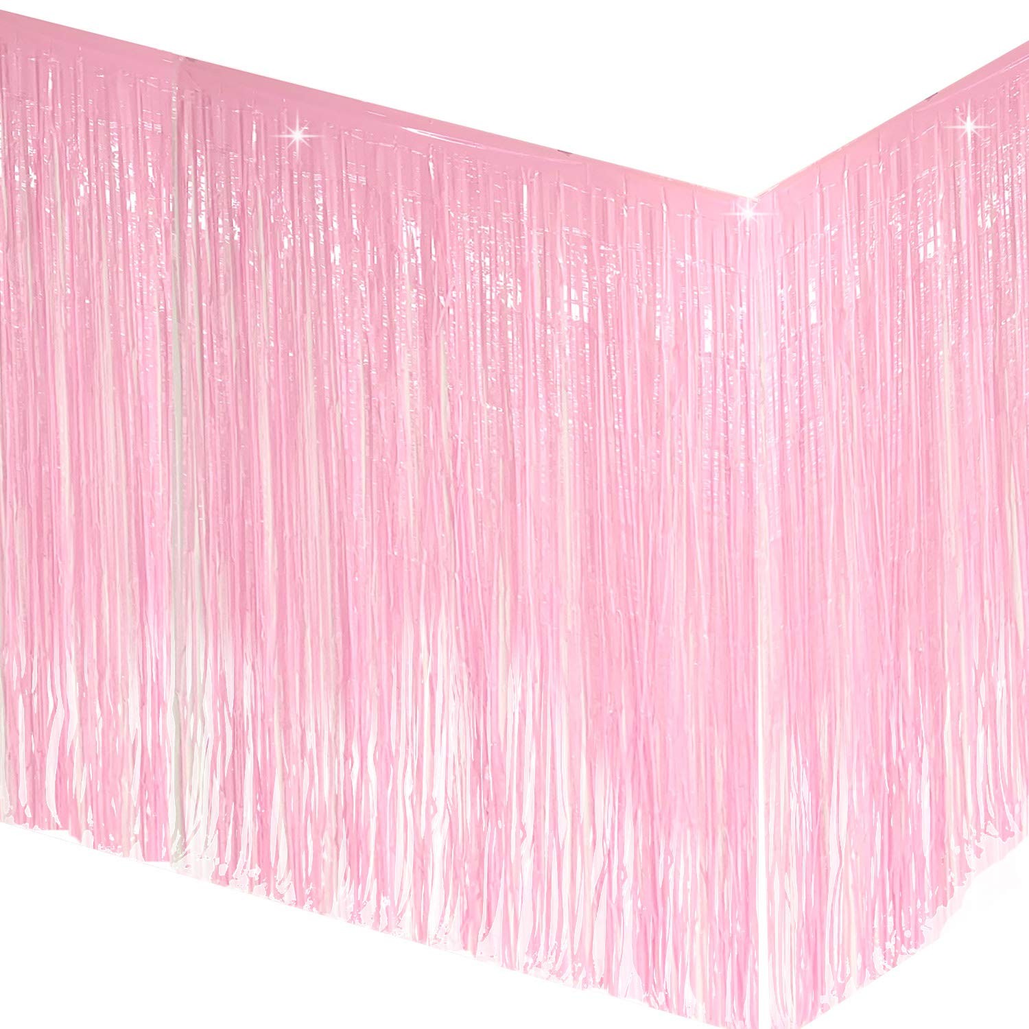 Allgala Macaron Pink Tinsel Table Skirt 2-Pack, 29x108
