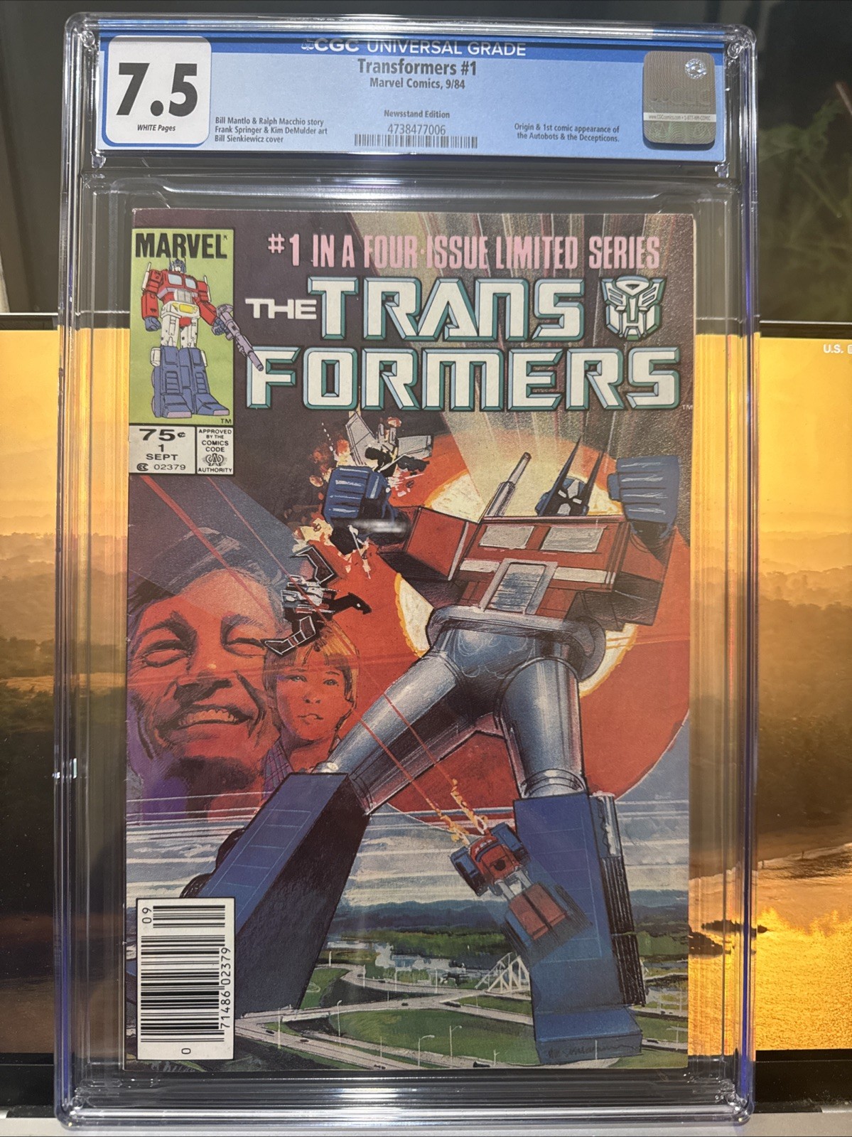 MARVEL TRANSFORMERS #1 CGC 7.5 1984 NEWSSTAND 1ST TRANSFORMERS IN COMIC