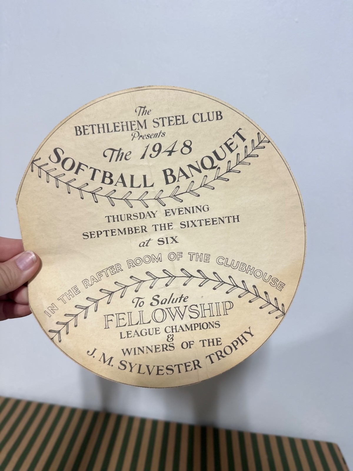 1948 Bethlehem Steel Club Factory Worker Softball Banquet Team Banquet vintage