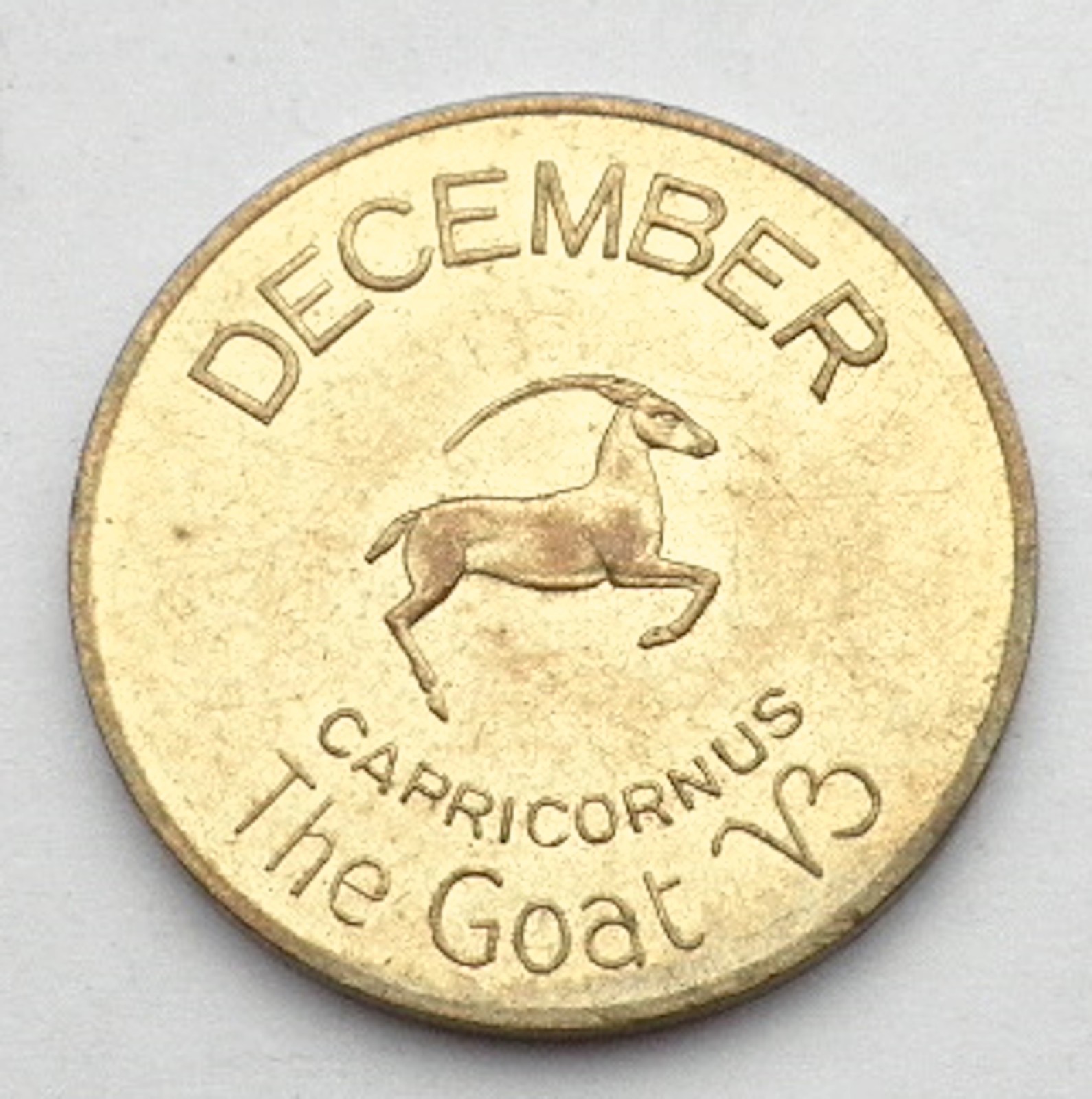 Samson London December Capricornus The Goat Brass Zodiac Good Luck Token. 1F2.5