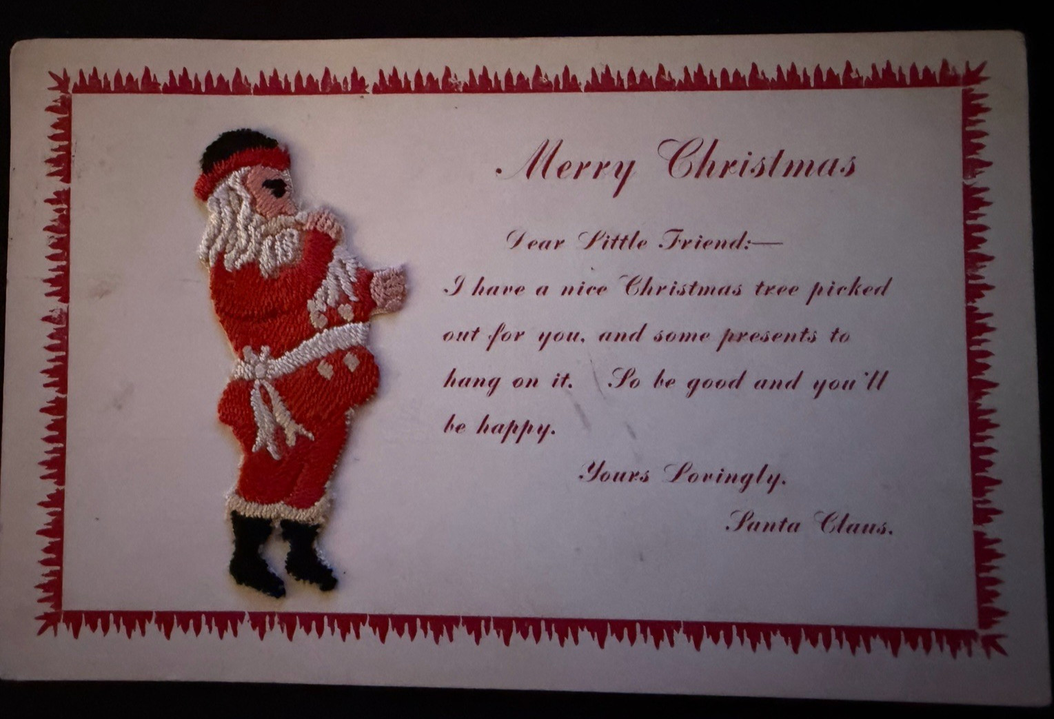 Rare ~SILK EMBROIDERED~ SANTA CLAUS ~Antique~Novelty Christmas Postcard~s407 Rare ~SILK EMBROIDERED~ SANTA CLAUS ~Antique~Novelty Christmas Postcard~s407