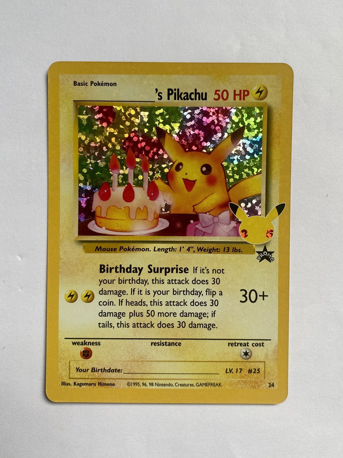 Pokemon Pikachu TCG Birthday Celebrations 25th Anniversary Collection NM/M Pokemon Pikachu TCG Birthday Celebrations 25th Anniversary Collection NM/M