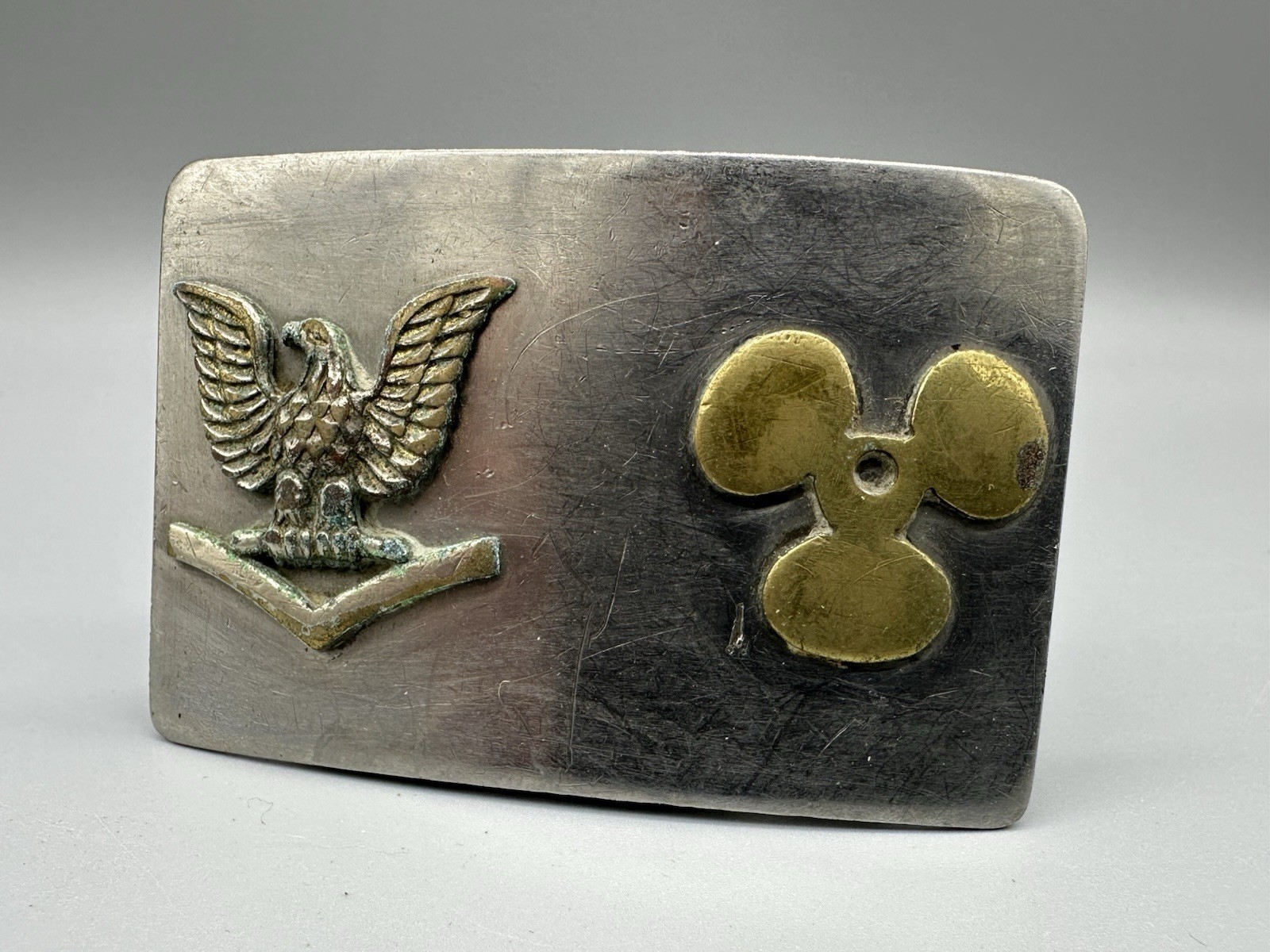 Navy Naval Coast Guard Propeller Eagle Shipyard Brass Belt Buckle USA Custom