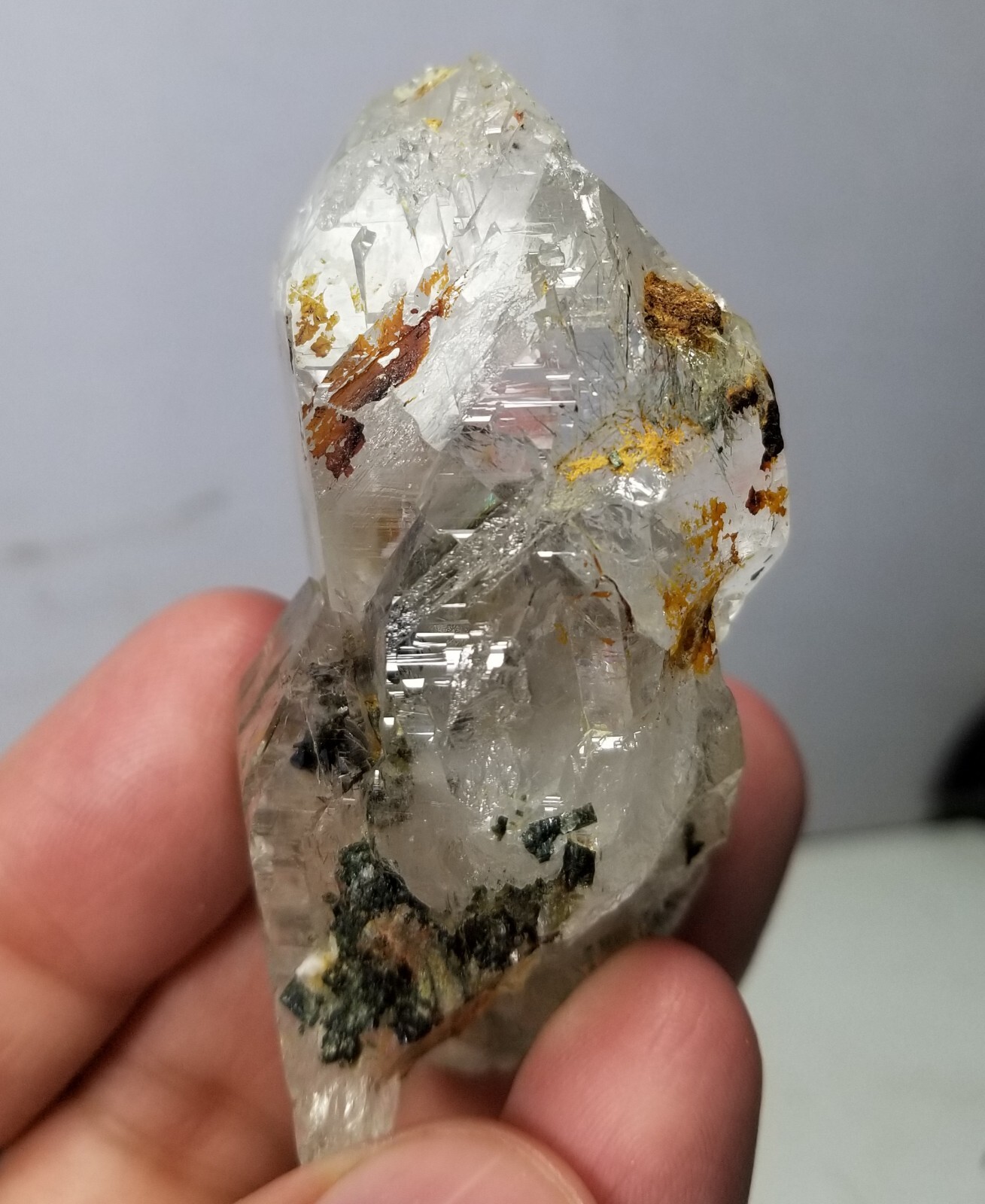 Natural Green Epidote Included Quartz Crystals On Matrix With Transparency, 93 g Natural Green Epidote Included Quartz Crystals On Matrix With Transparency, 93 g