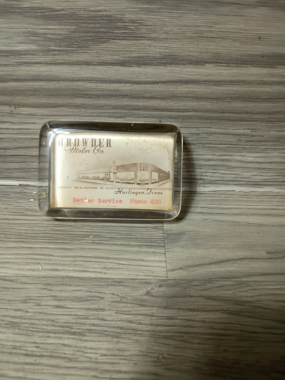Vintage Browder Motor Co. Paper Weight Harrington TX.