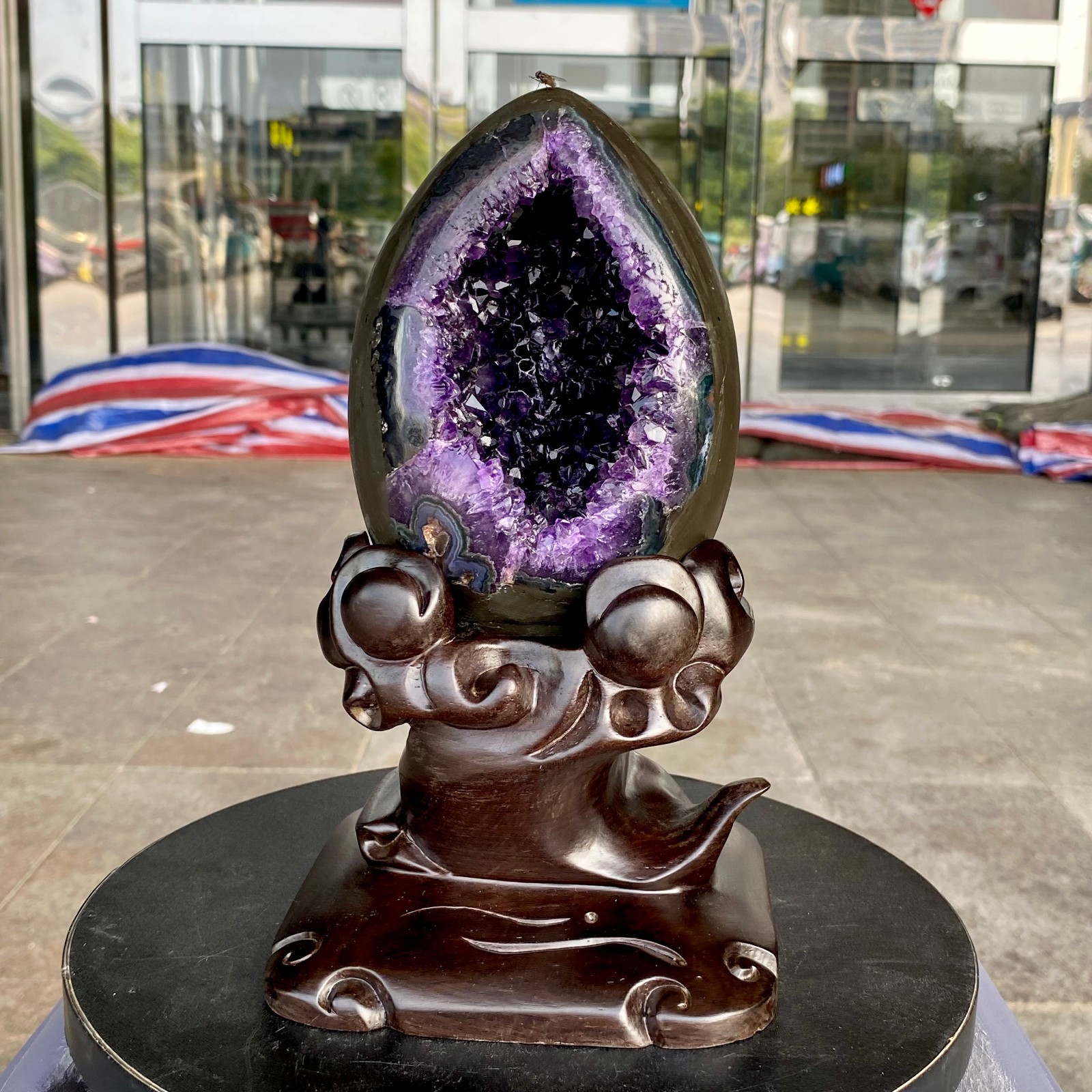 6.15LB High quality Natural Amethyst geode quartz crystal Dinosaur egg healing