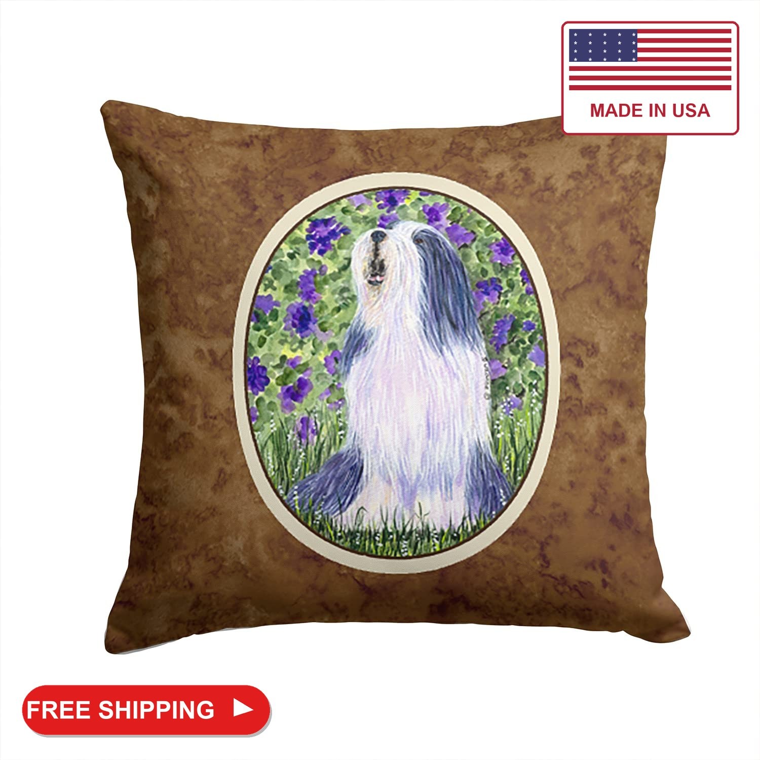 Caroline's Treasures SS8602PW1414 Bearded Collie Fabric Decorative Pillow Machin Caroline's Treasures SS8602PW1414 Bearded Collie Fabric Decorative Pillow Machin