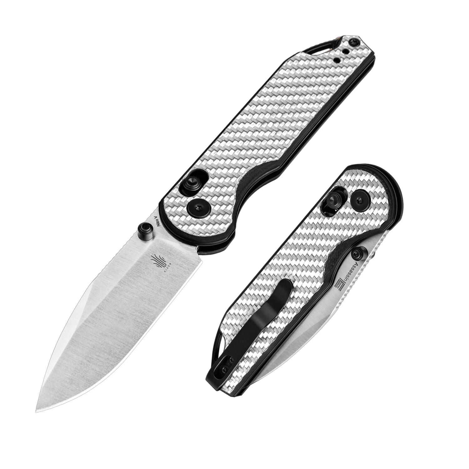 Kizer Assassin Folding Pocket Knife Nitro-V Blade G10 Carbon Handle V3549A3