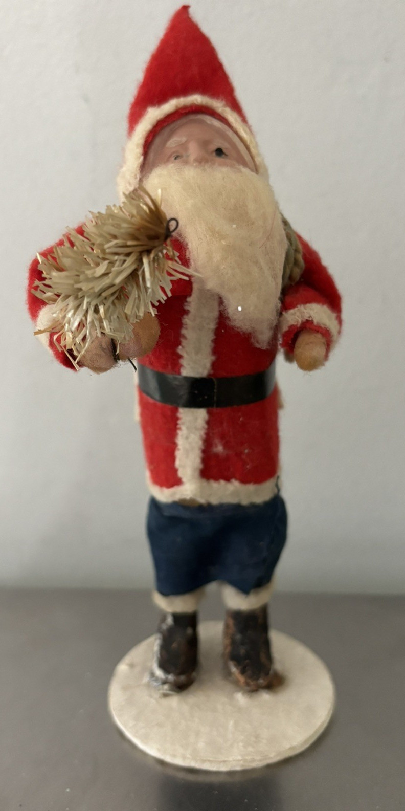 Vntg 1920s-30s Belsnickle Santa Claus Celluloid Face 6.5” marked Japan 