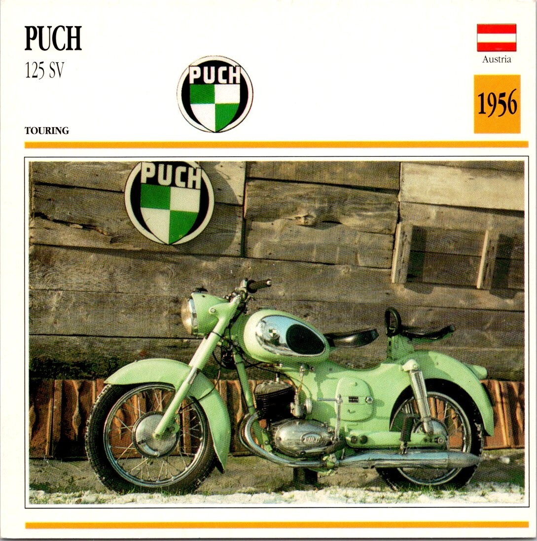 Puch 125 SV 1956 Touring Austria Edito Service Atlas Motorcycle Card Puch 125 SV 1956 Touring Austria Edito Service Atlas Motorcycle Card