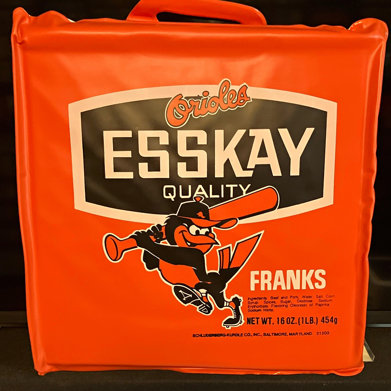 Vintage 1984 Orioles ESSKAY seat cushion. NEW from Case bought at Estate sale
