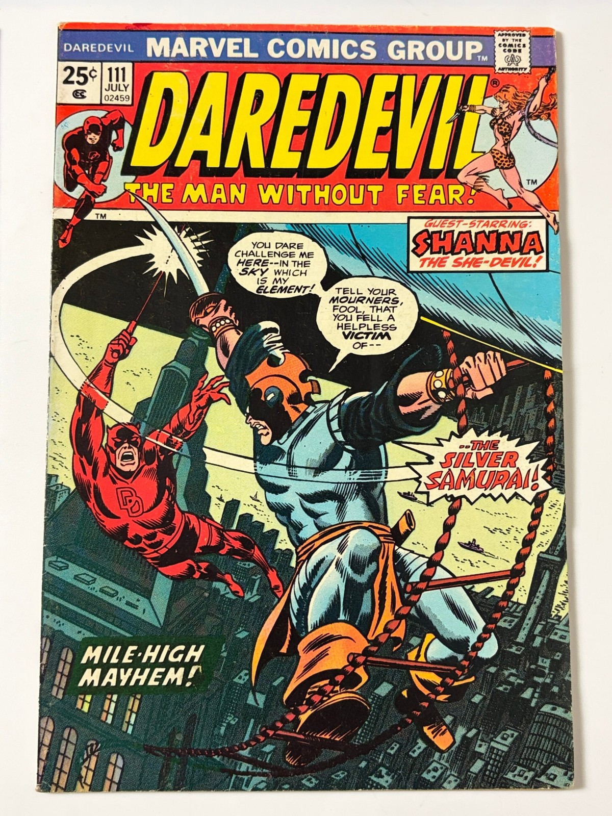 Daredevil #111 (1974) Origin & 1st app. Silver Samurai in 7.0 Fine/Very Fine ...