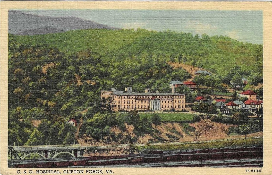 RR Clifton Forge Virginia Postcard C&O Hospital c1933 Chesapeake & Ohio