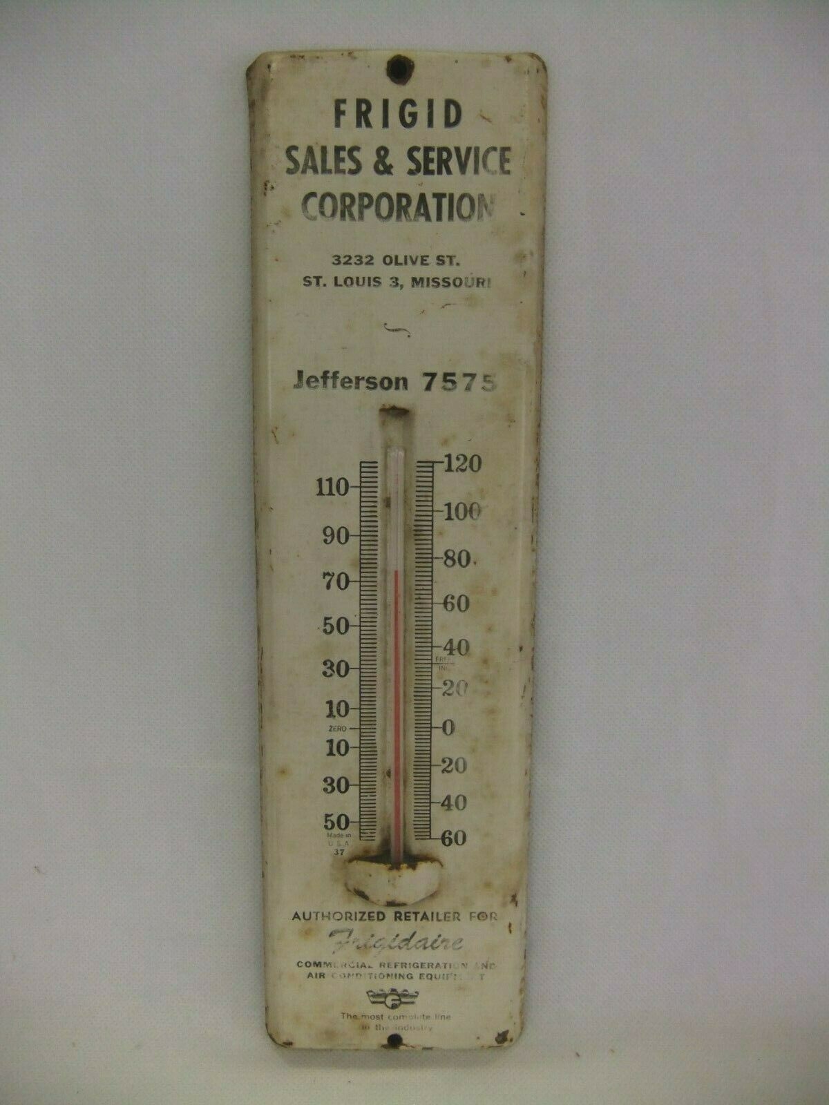 Frigidaire Refrigeration 1950's Vintage Thermometer St. Louis MO Frigid Sales 