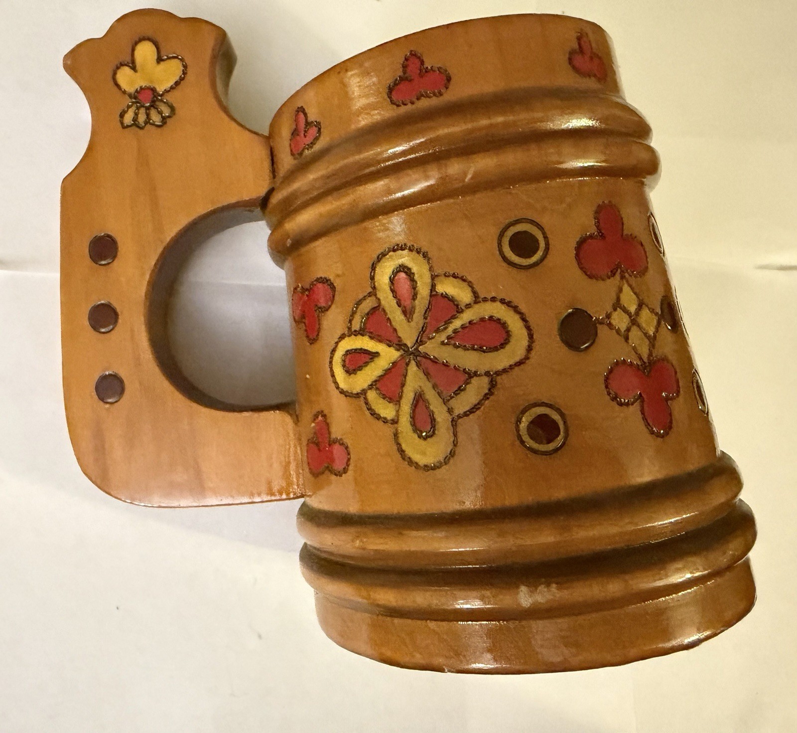 Soviet Hand Made Wooden Souvenir Drinking Vessel