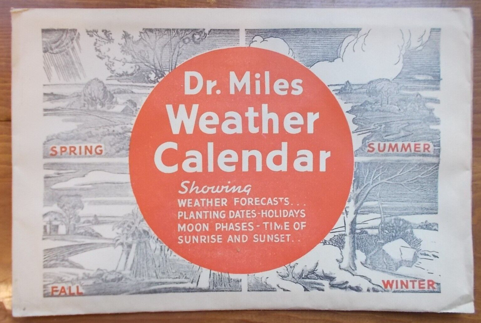 Original 1938 Dr. Miles Weather Calendar-Advertising Calendar - MOLFINO PHARMACY Original 1938 Dr. Miles Weather Calendar-Advertising Calendar - MOLFINO PHARMACY
