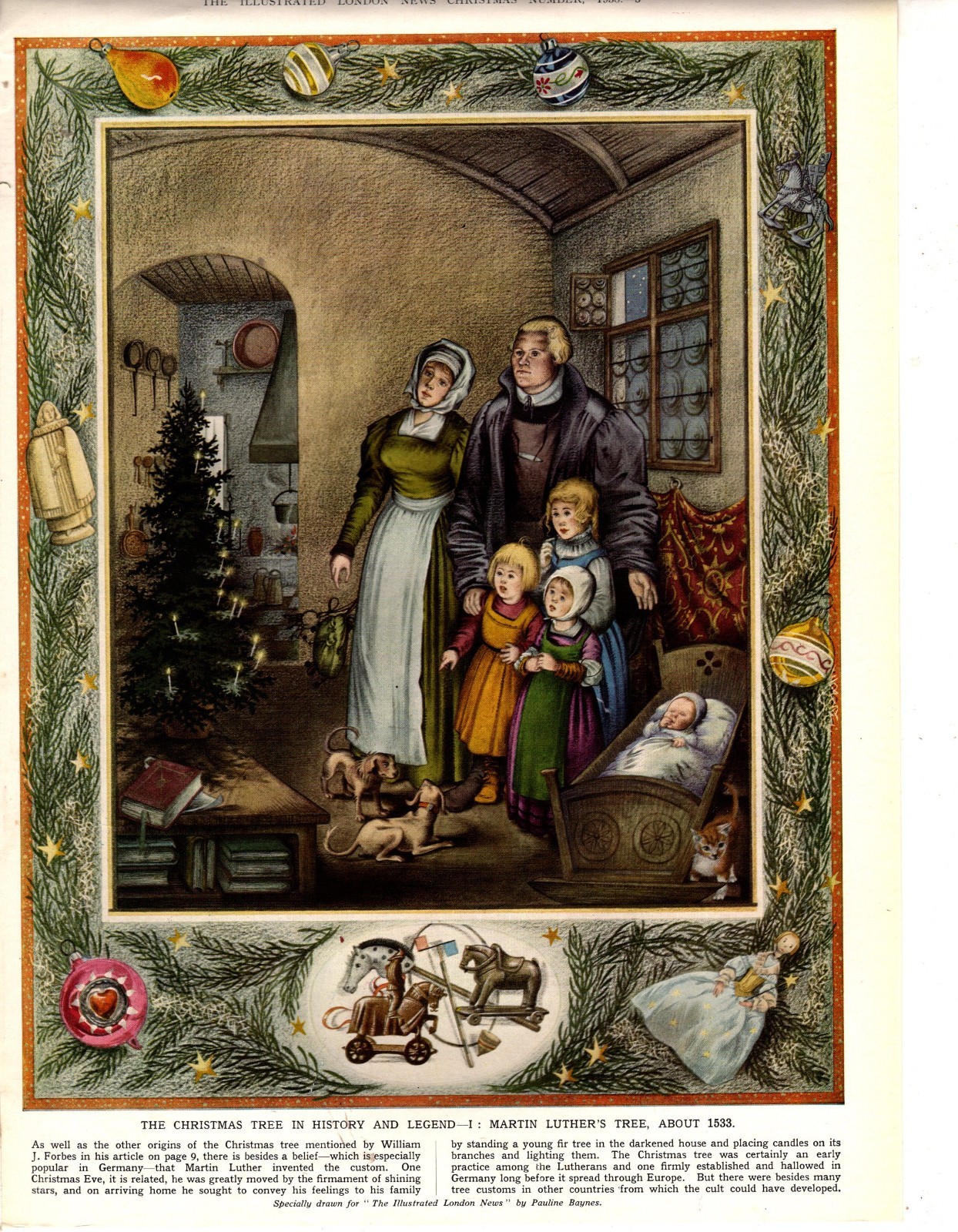 1958 Martin Luther\'s Christmas Tree from Illustrated London News original print