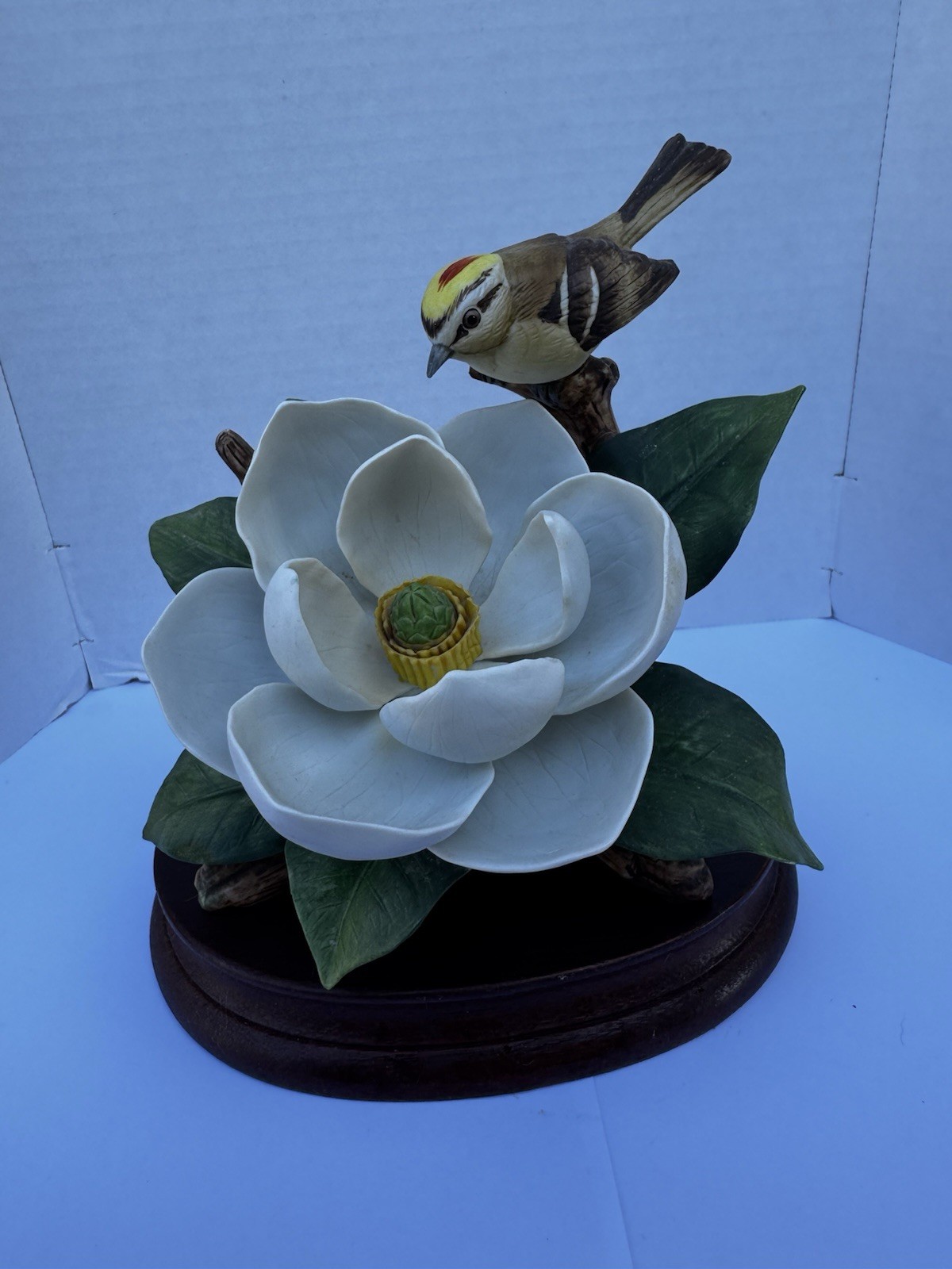 Vintage 1983 Andrea by Sadek Magnolia & Kinglet Porcelain Bird Figurine 6891
