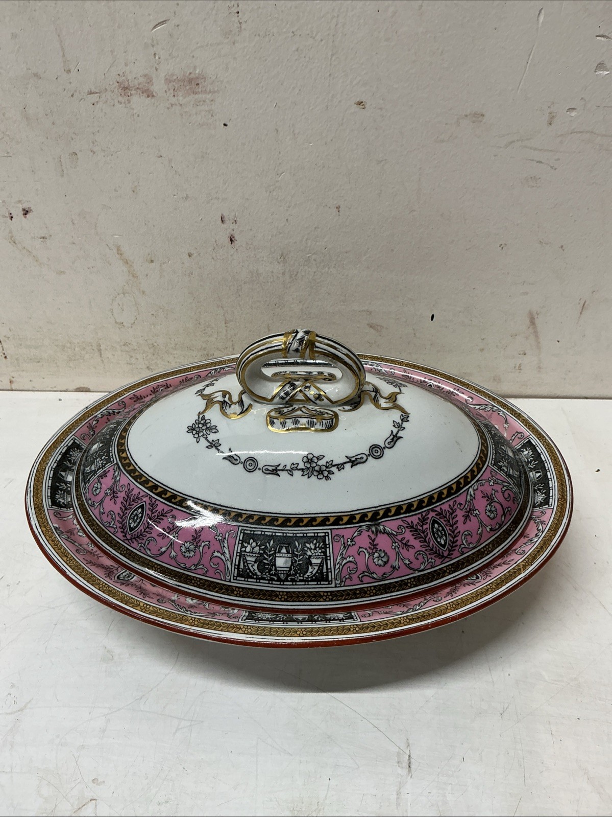 Antique 1875 Beautiful Minton Clare 2pc Covered Serving Tureen Dish Neoclassical