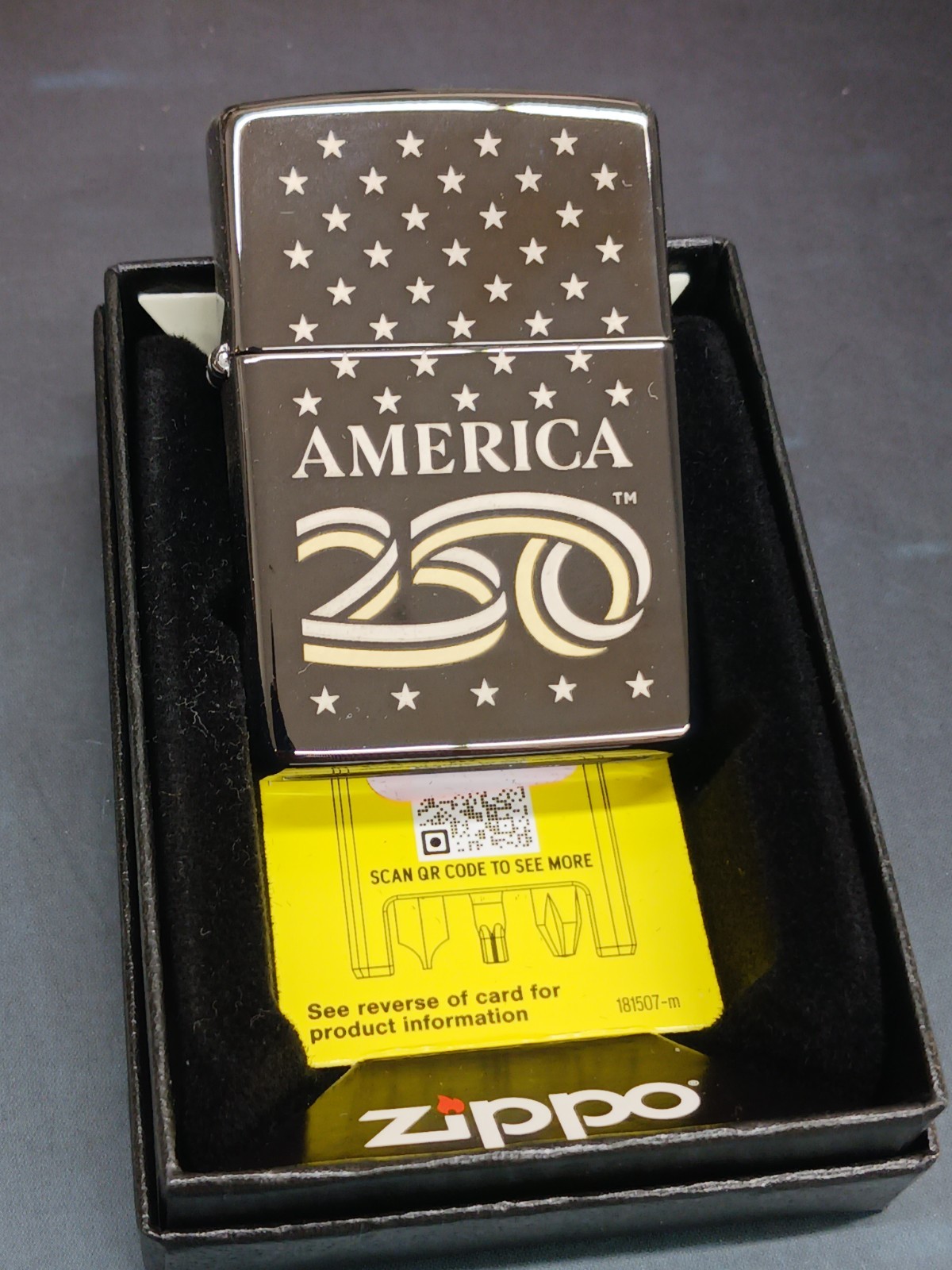 Zippo America 250th Anniversary 1776-2026 High Polish Black Laser Two Tone 47293 Zippo America 250th Anniversary 1776-2026 High Polish Black Laser Two Tone 47293