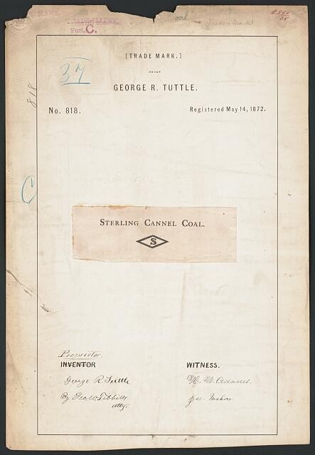 Photo:George R Tuttle 1872 Sterling Cannel Coal Trademark Registration