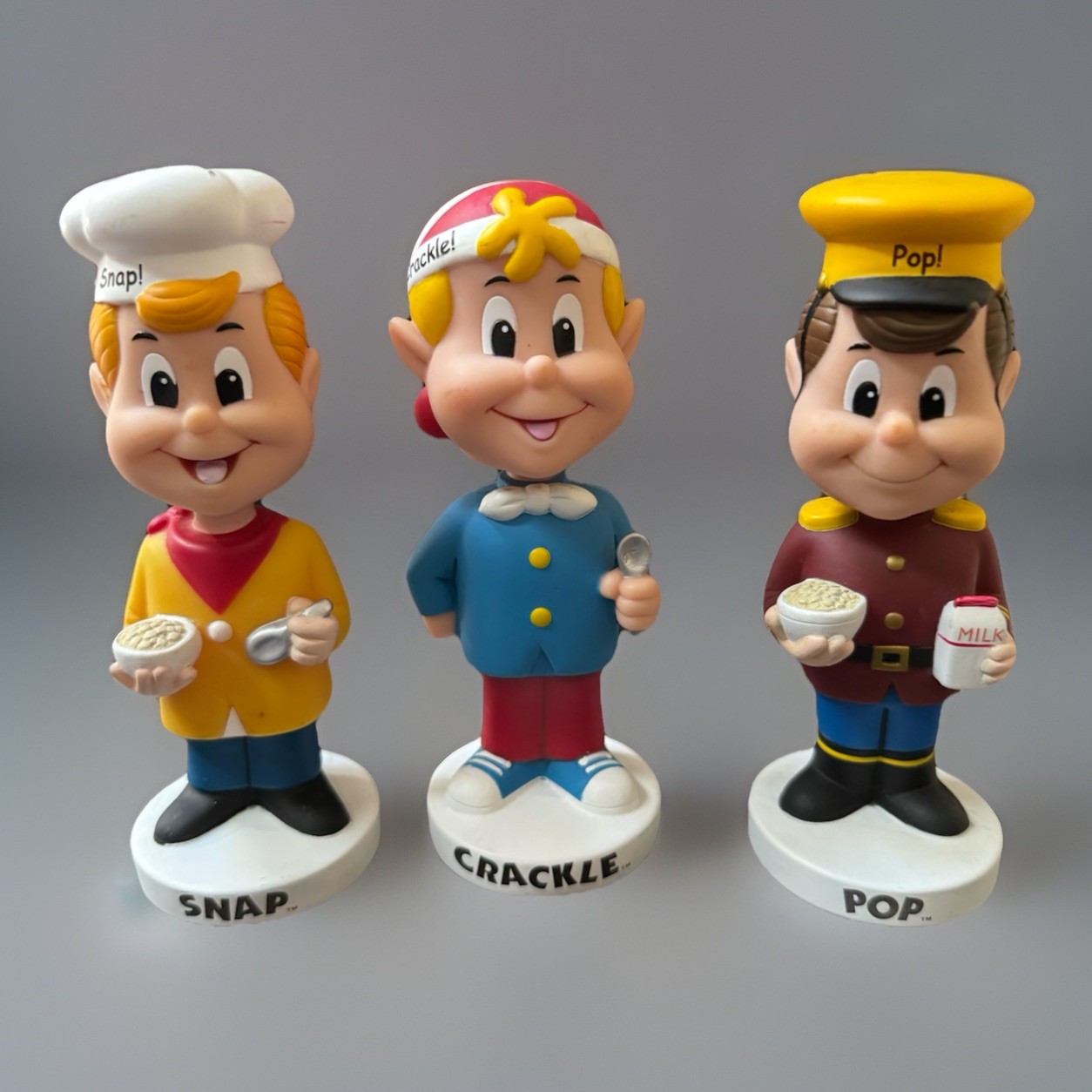 2002 Kellogg’s Snap Crackle Pop Bobblehead Set Rice Krispies Mascot Funko Figs
