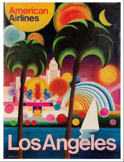 Vintage California American Airline Travel Advertisement Poster Vintage California American Airline Travel Advertisement Poster