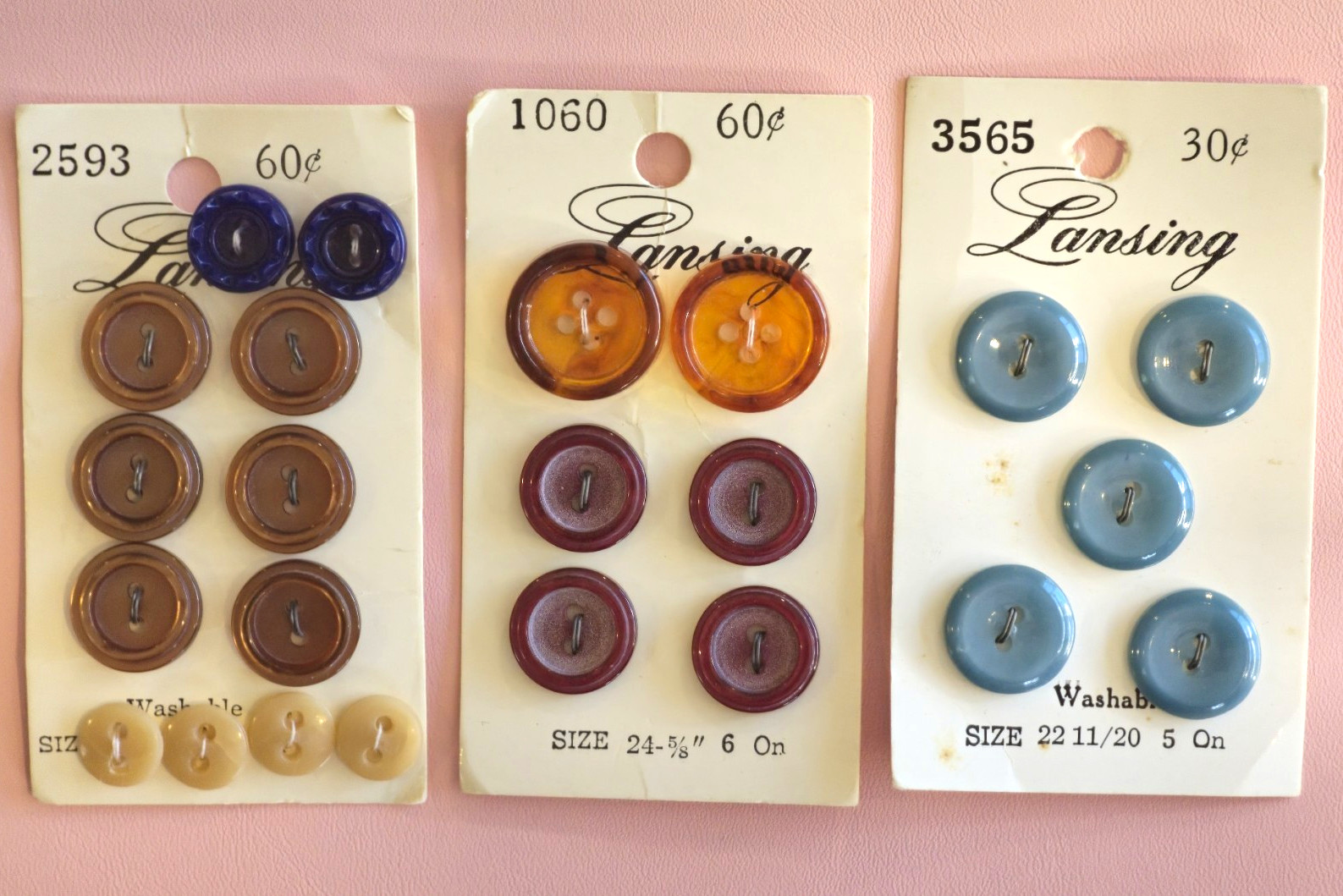 Lansing Co Inc Vintage Original Round Sewing Buttons Lot 21-50 Multicolor Crafts