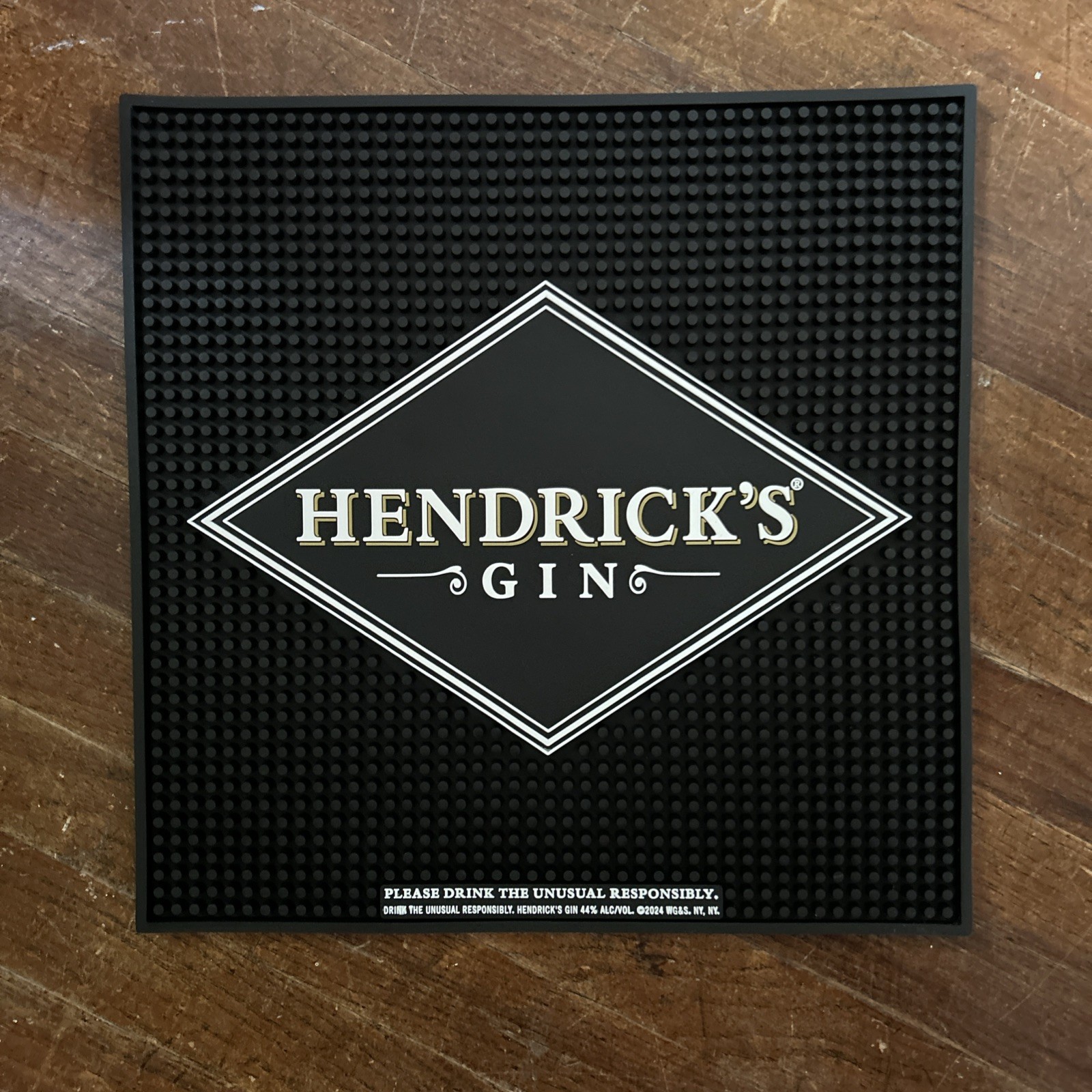 Hendricks Gin Bar Spill Mat Rubber 15” Square Commercial Grade Service Mat