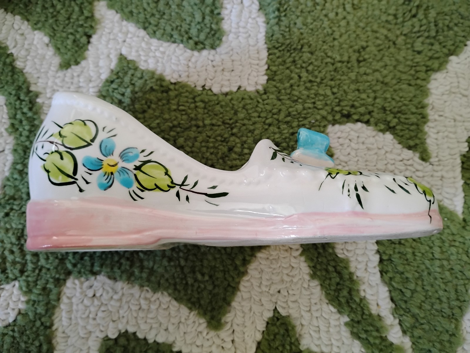 Vintage Trimont Ware Sweet Pink Shoe Planter Hand Painted 7”L 3”H