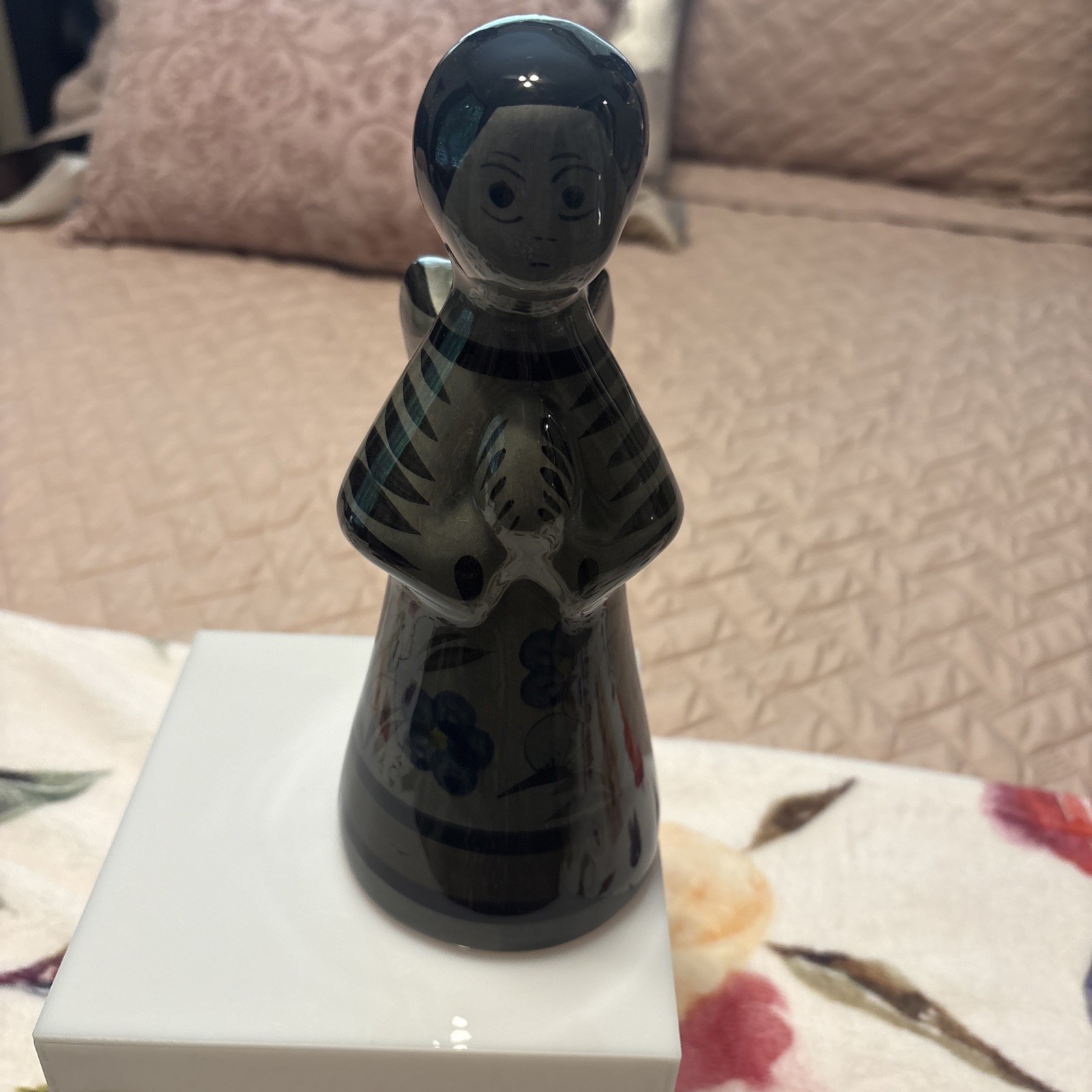 Mexican Tonala Praying Angel Candle Holder