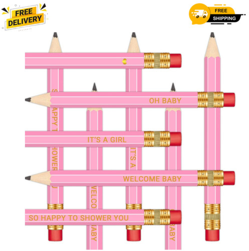 50Pcs - Baby Shower Sharpened Half Pencils with Erasers, Pre-sharpened Pencil...
