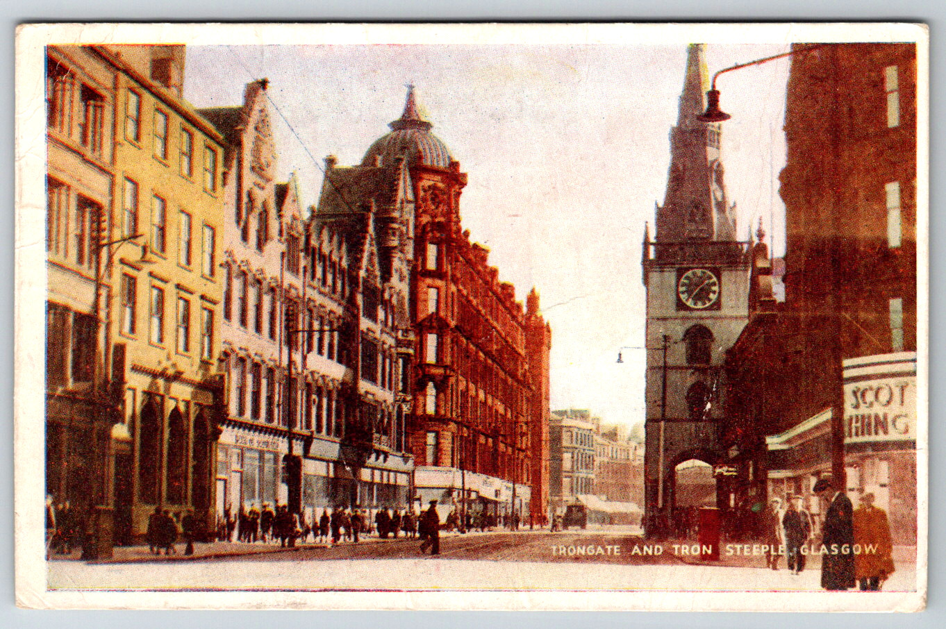 c1920s Irongate and Tron Steeple Glasgow England UK Britain Antique Postcard