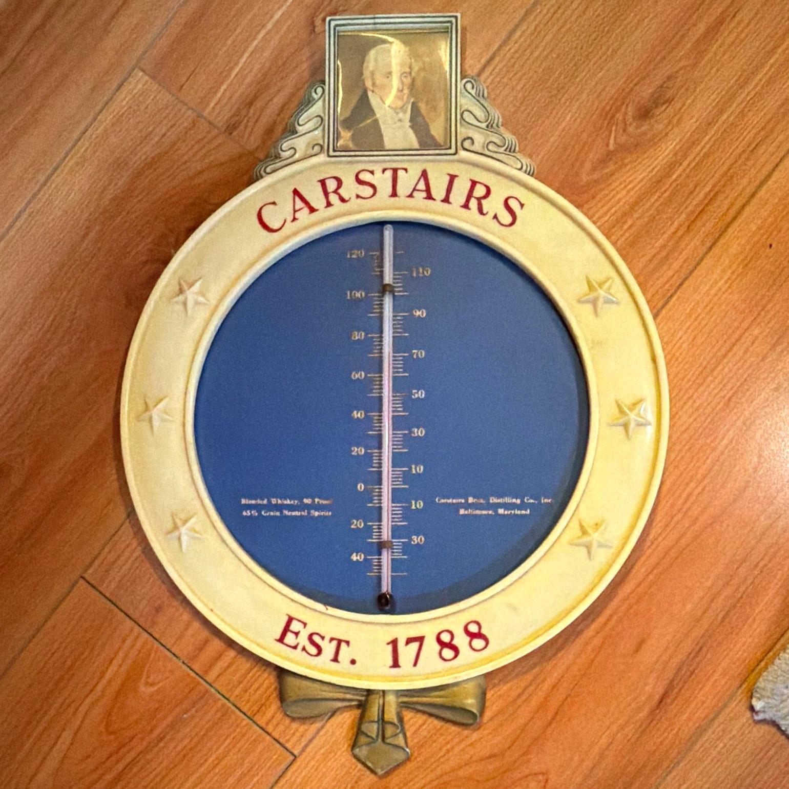 Carstairs Est. 1788 Blue & Cream Collectible Advertising Wall Thermometer Carstairs Est. 1788 Blue & Cream Collectible Advertising Wall Thermometer