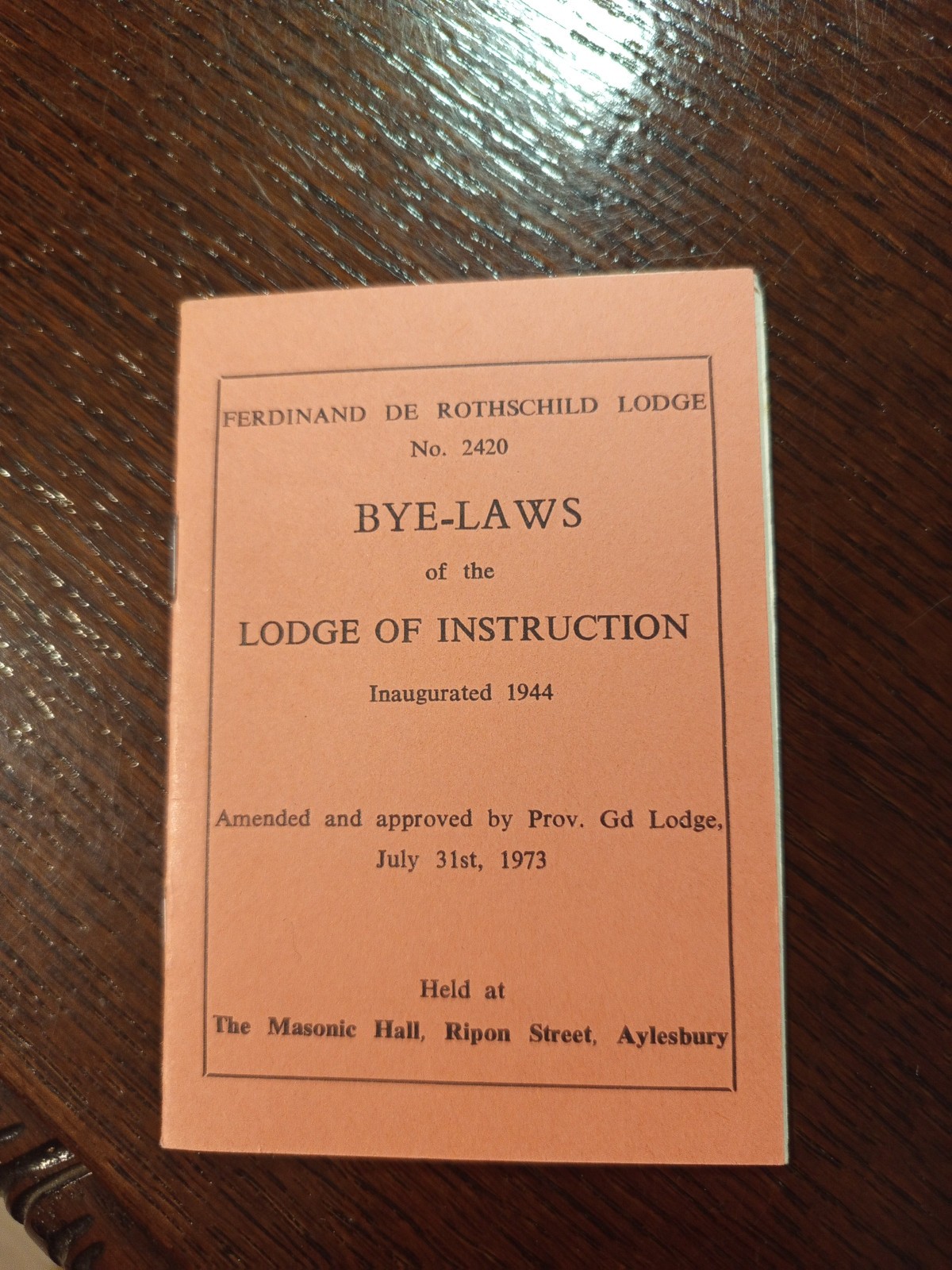 Ferdinand de Rothschild Lodge No. 2420 Bye-Laws  Freemasonry masonic/510
