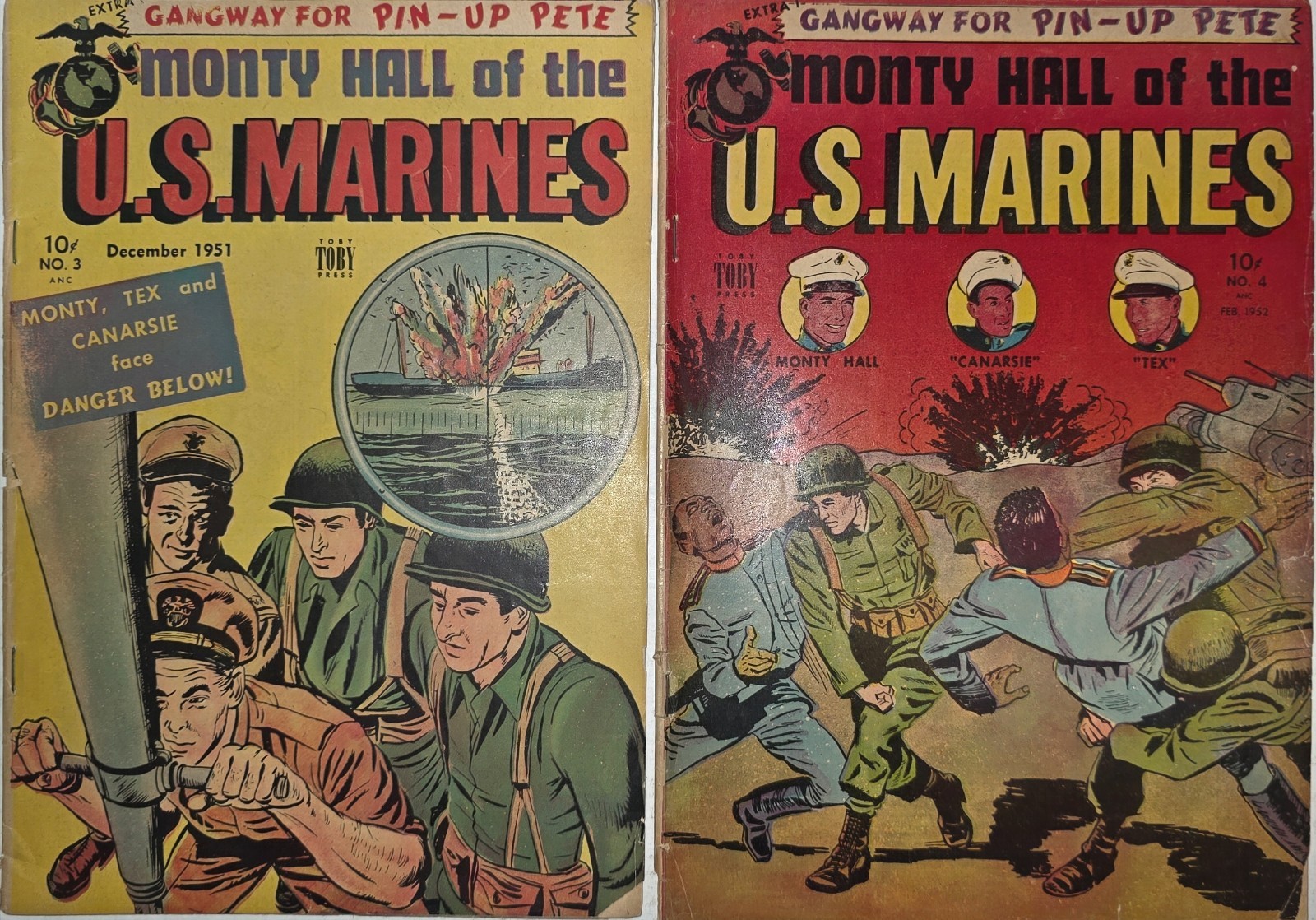 Monty Hall of the U.S. Marines Lot (2) #3 & 4 VG Mel Keefer 1951 Pin-Up Pete GGA